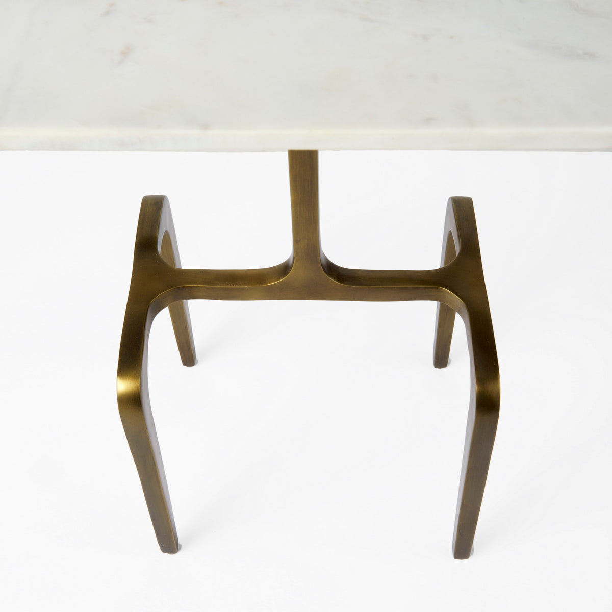 Preston 17.3L x 11.3W x 22.8H White Marble Top W/ Metal Accent Table-Accent Tables-DECOROLALA