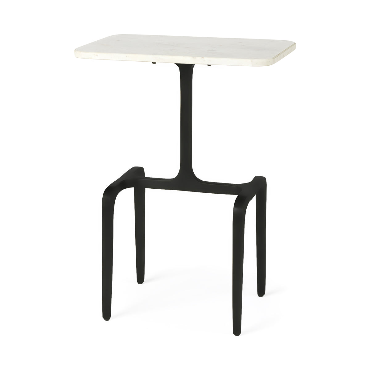 Preston 17.3L x 11.3W x 22.8H White Marble Top W/ Metal Accent Table-Accent Tables-DECOROLALA