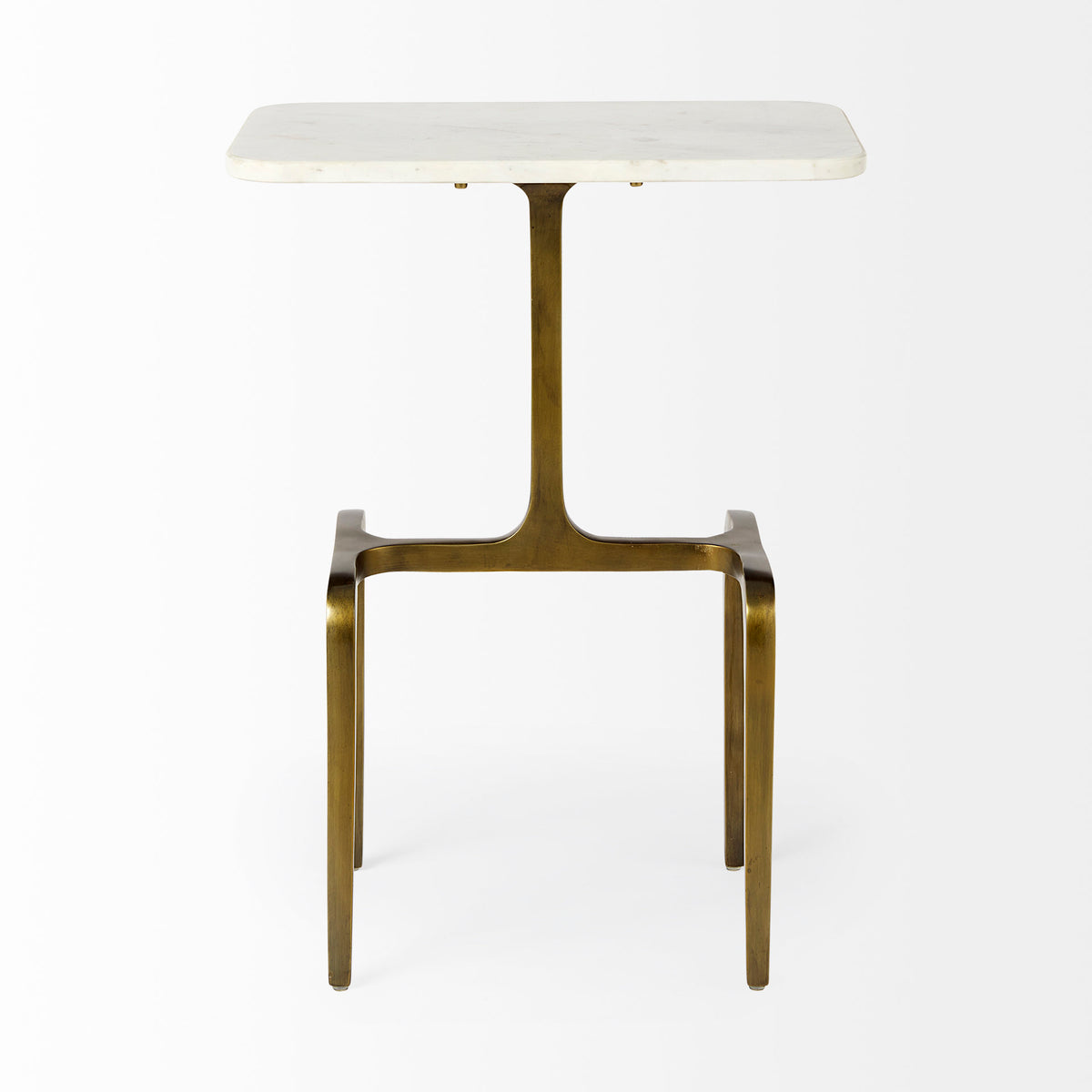 Preston 17.3L x 11.3W x 22.8H White Marble Top W/ Metal Accent Table-Accent Tables-DECOROLALA