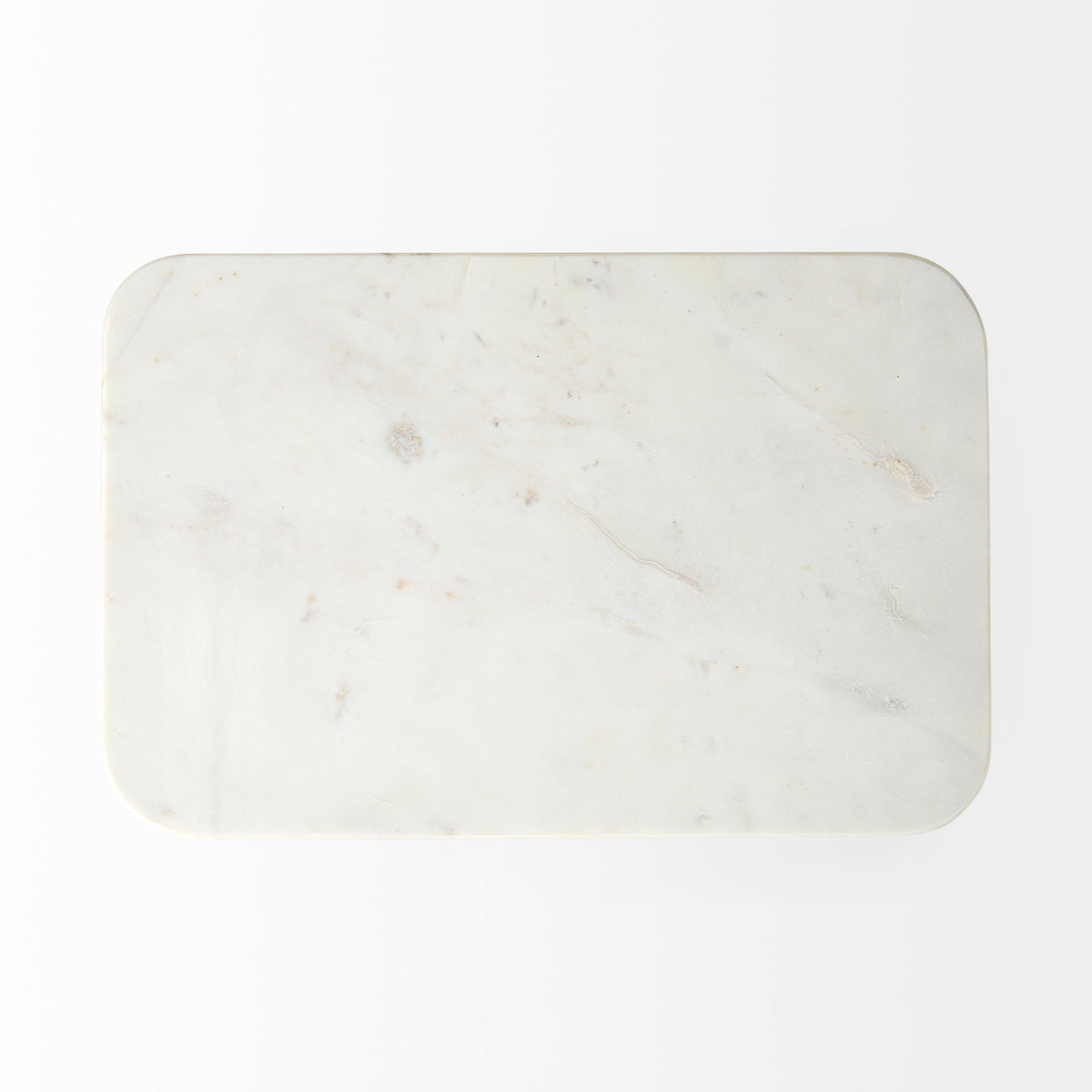 Preston 17.3L x 11.3W x 22.8H White Marble Top W/ Metal Accent Table-Accent Tables-DECOROLALA