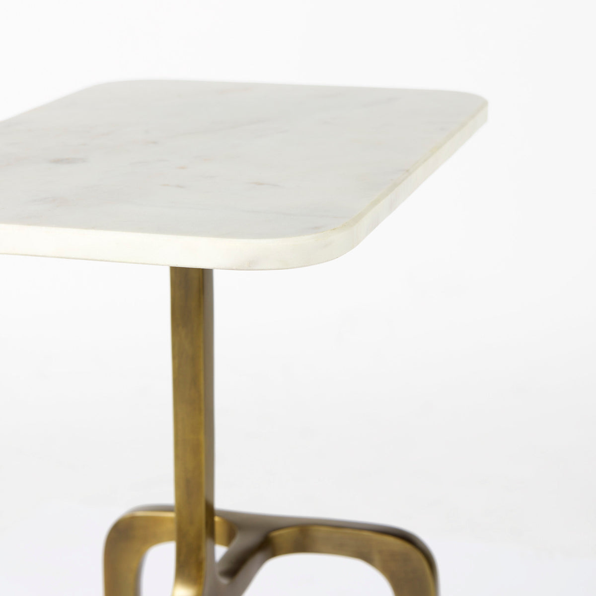 Preston 17.3L x 11.3W x 22.8H White Marble Top W/ Metal Accent Table-Accent Tables-DECOROLALA