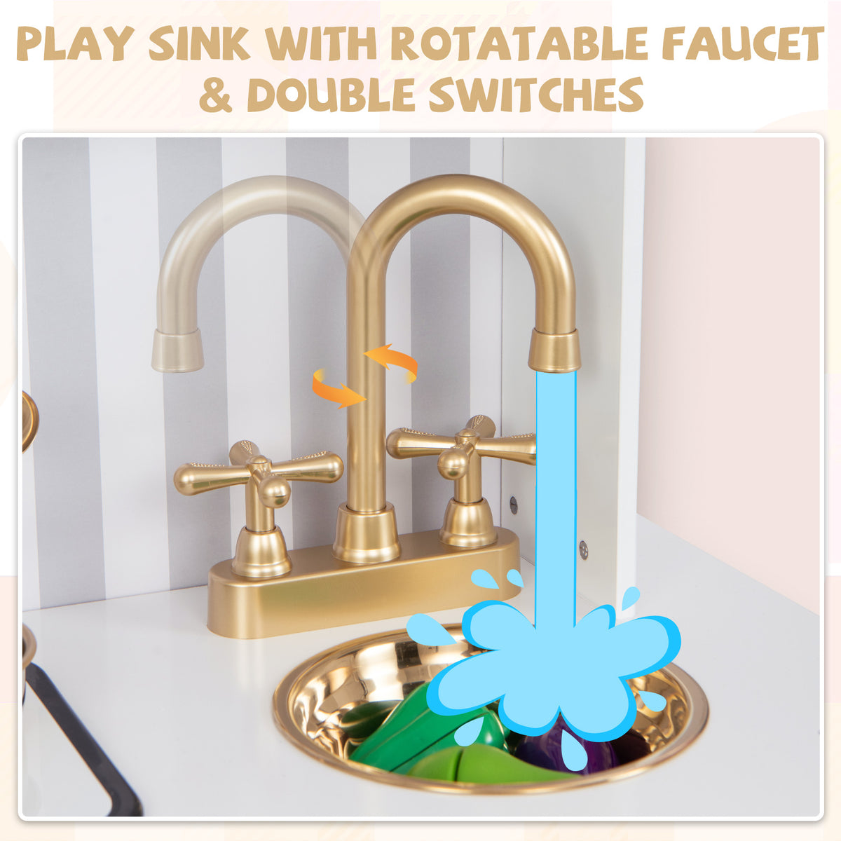 Pretend Play Kitchen for Kids with Real Sounds and Lights
