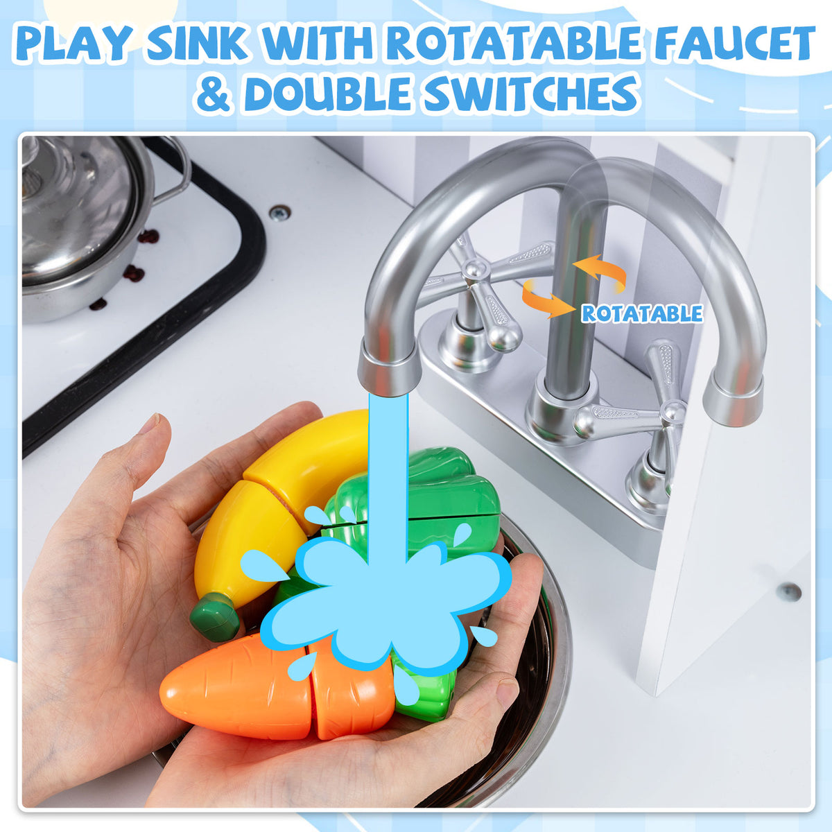 Pretend Play Kitchen for Kids with Real Sounds and Lights