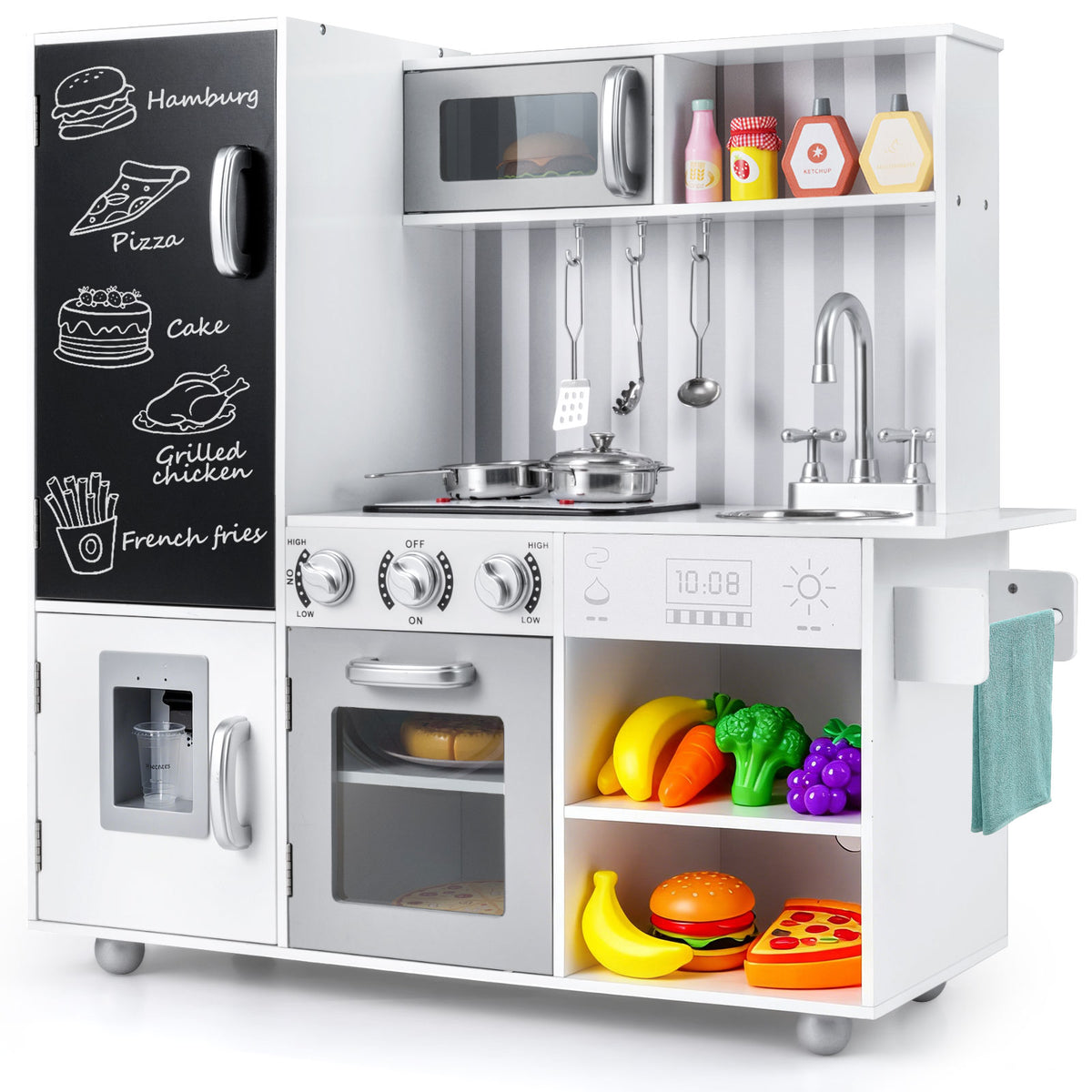 Pretend Play Kitchen for Kids with Real Sounds and Lights