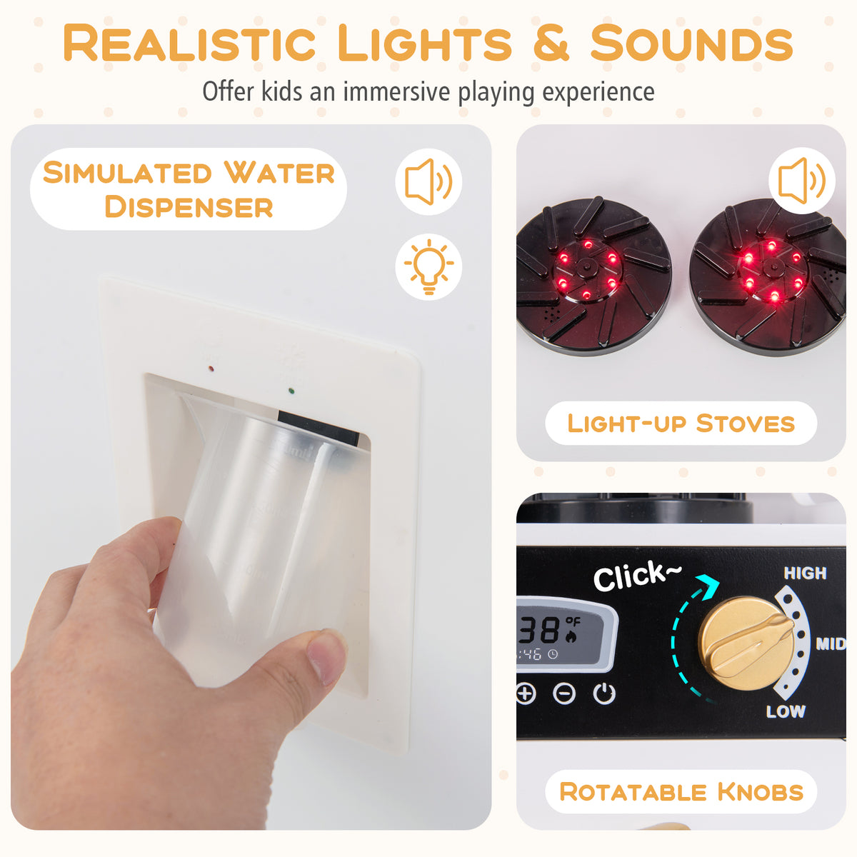 Pretend Play Kitchen with Utensils for Kids Aged 3+