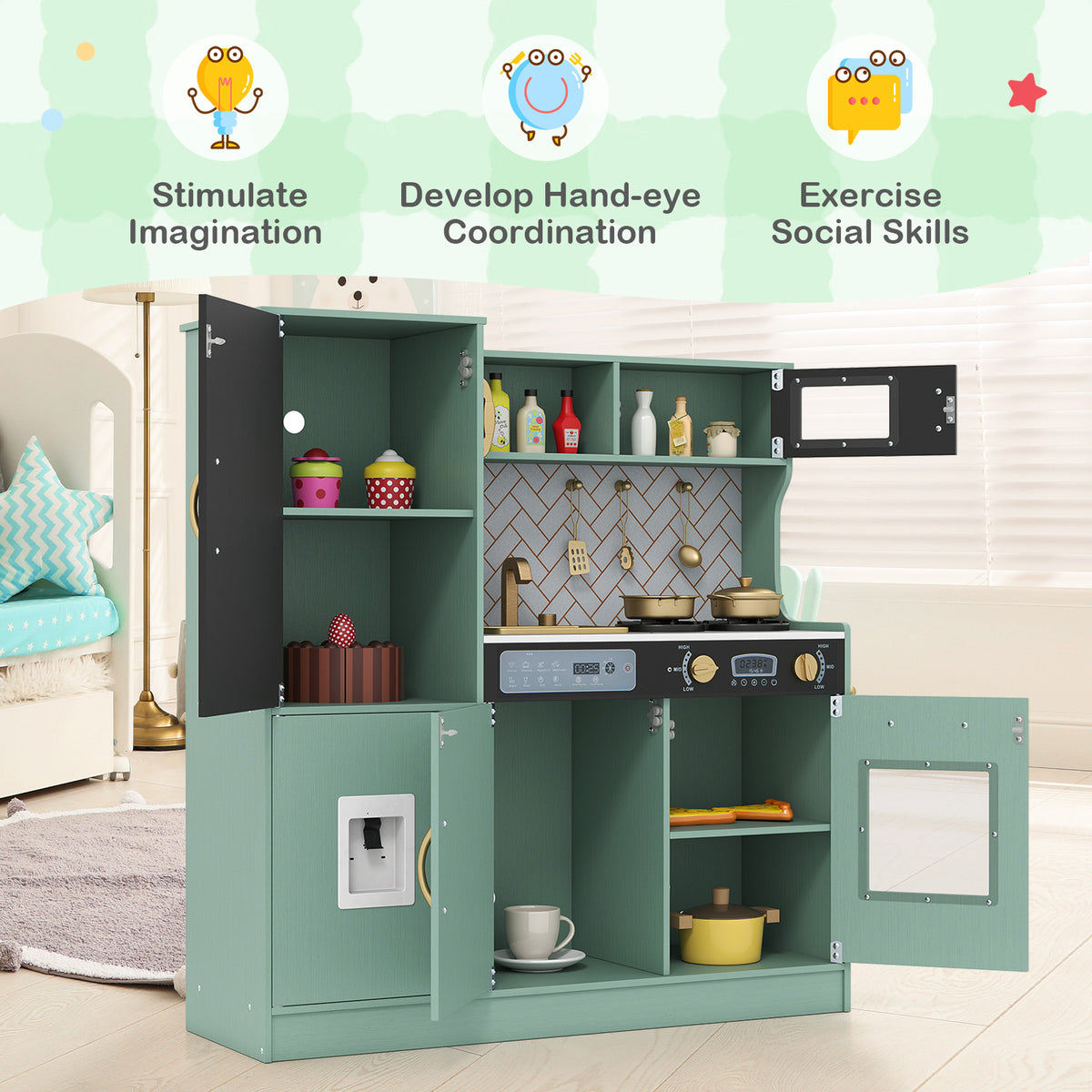 Pretend Play Kitchen with Utensils for Kids Aged 3+