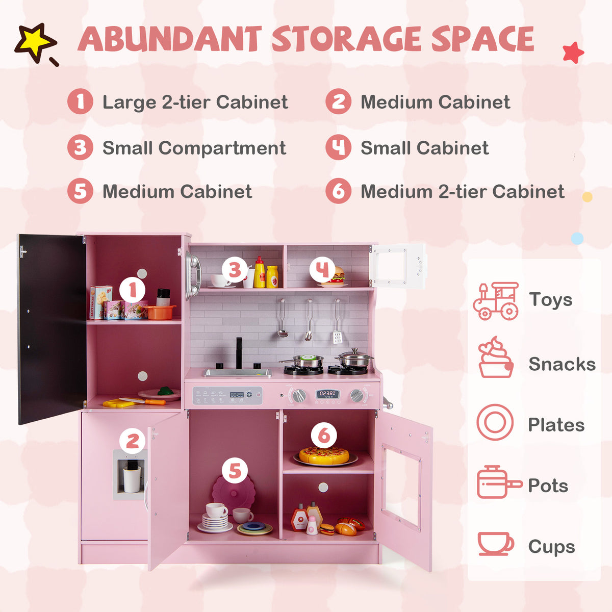 Pretend Play Kitchen with Utensils for Kids Aged 3+
