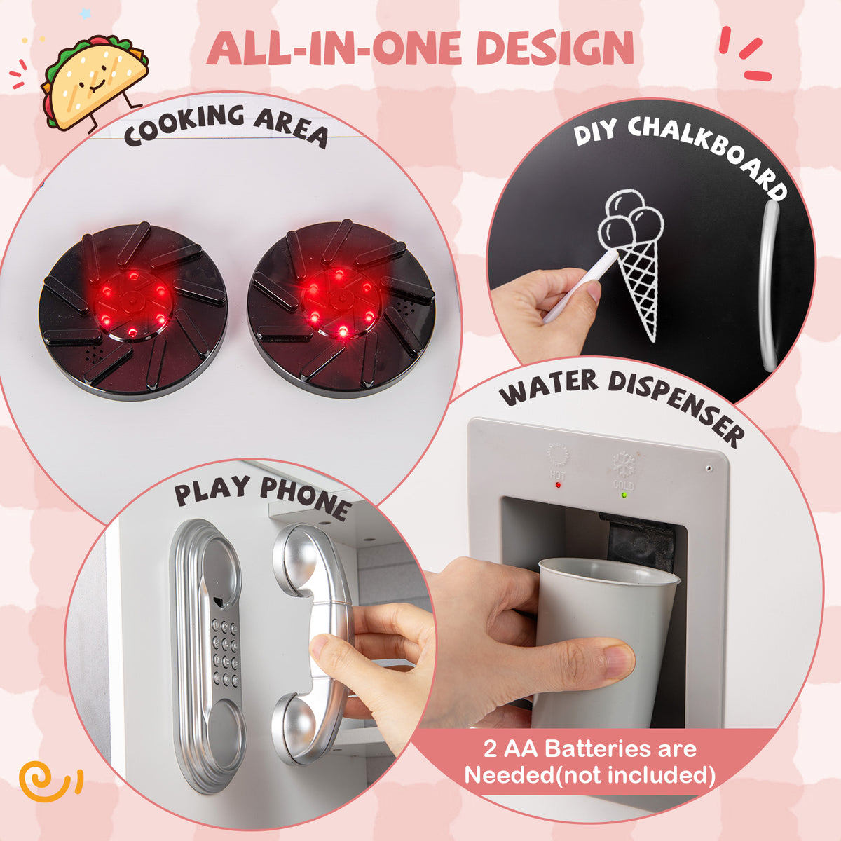 Pretend Play Kitchen with Utensils for Kids Aged 3+