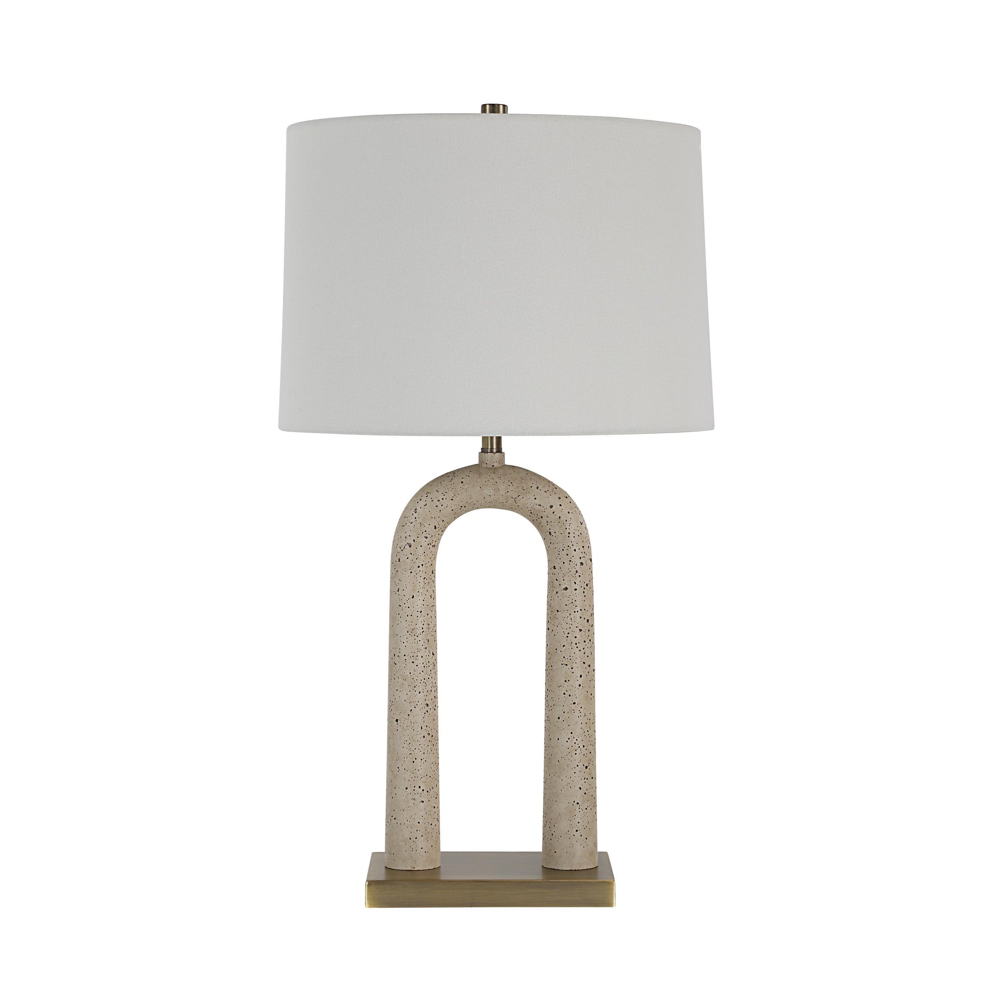 Primula 28.5" Table Lamp, Cream Travertine-Table Lamp-DECOROLALA