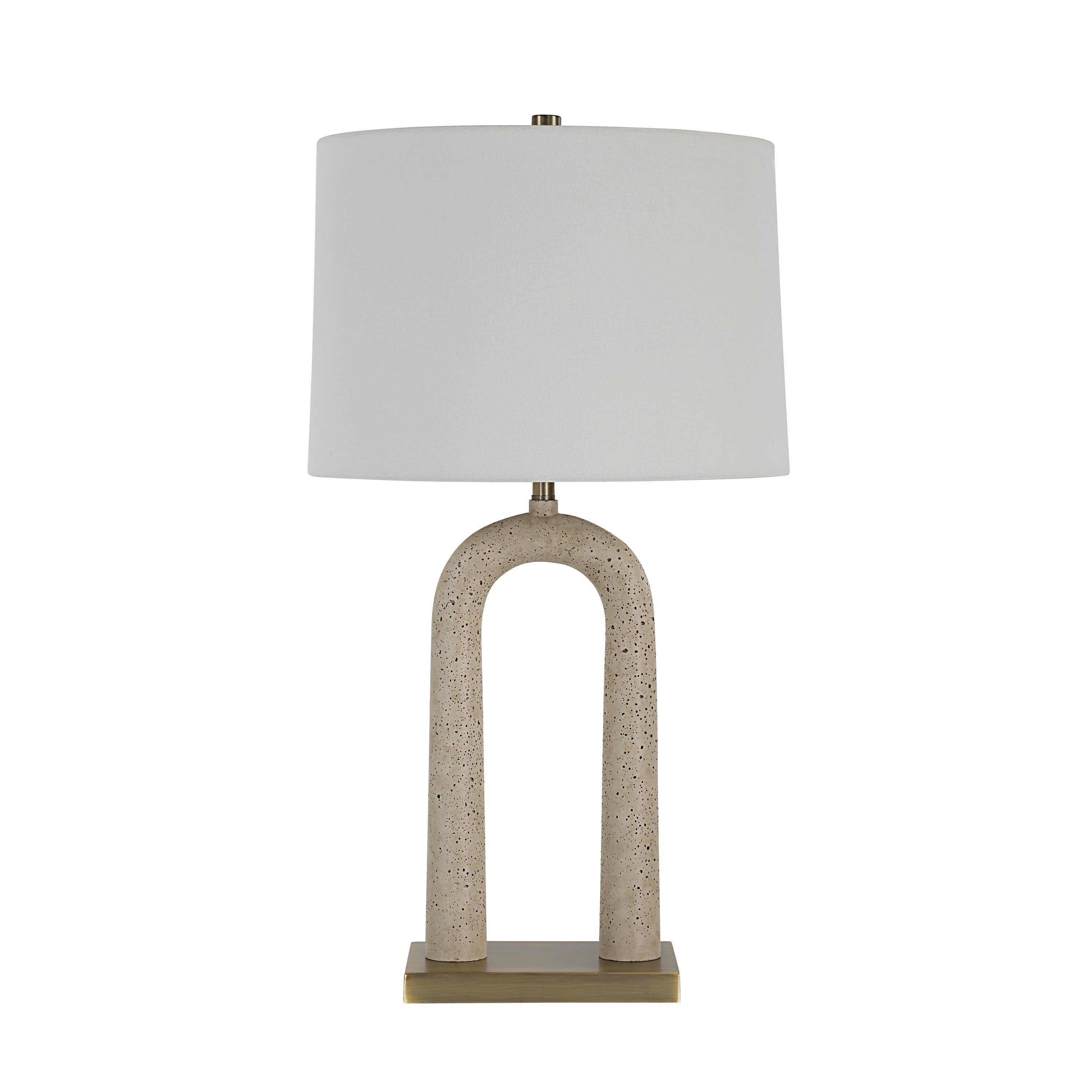 Primula 28.5" Table Lamp, Cream Travertine-Table Lamp-DECOROLALA