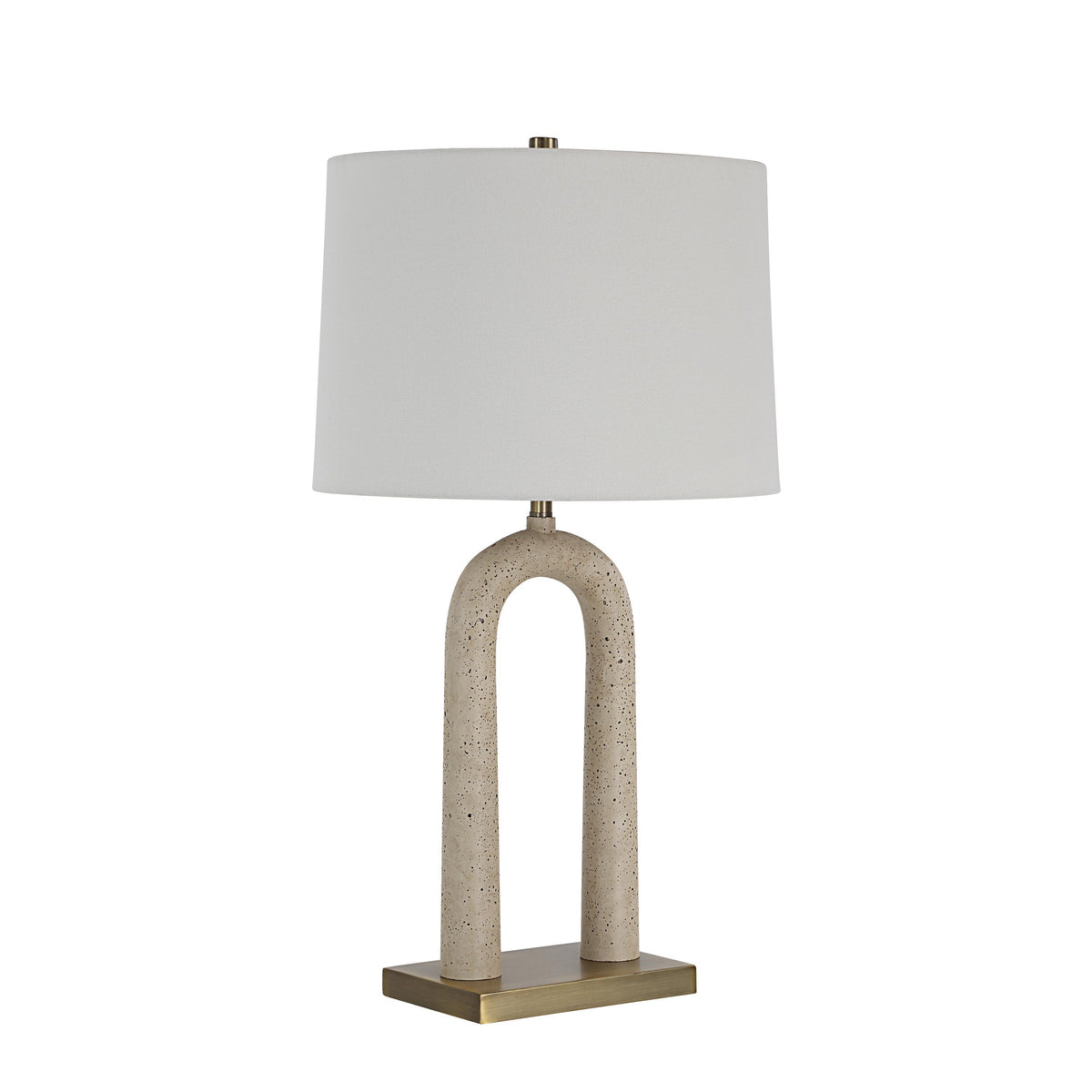 Primula 28.5" Table Lamp, Cream Travertine-Table Lamp-DECOROLALA
