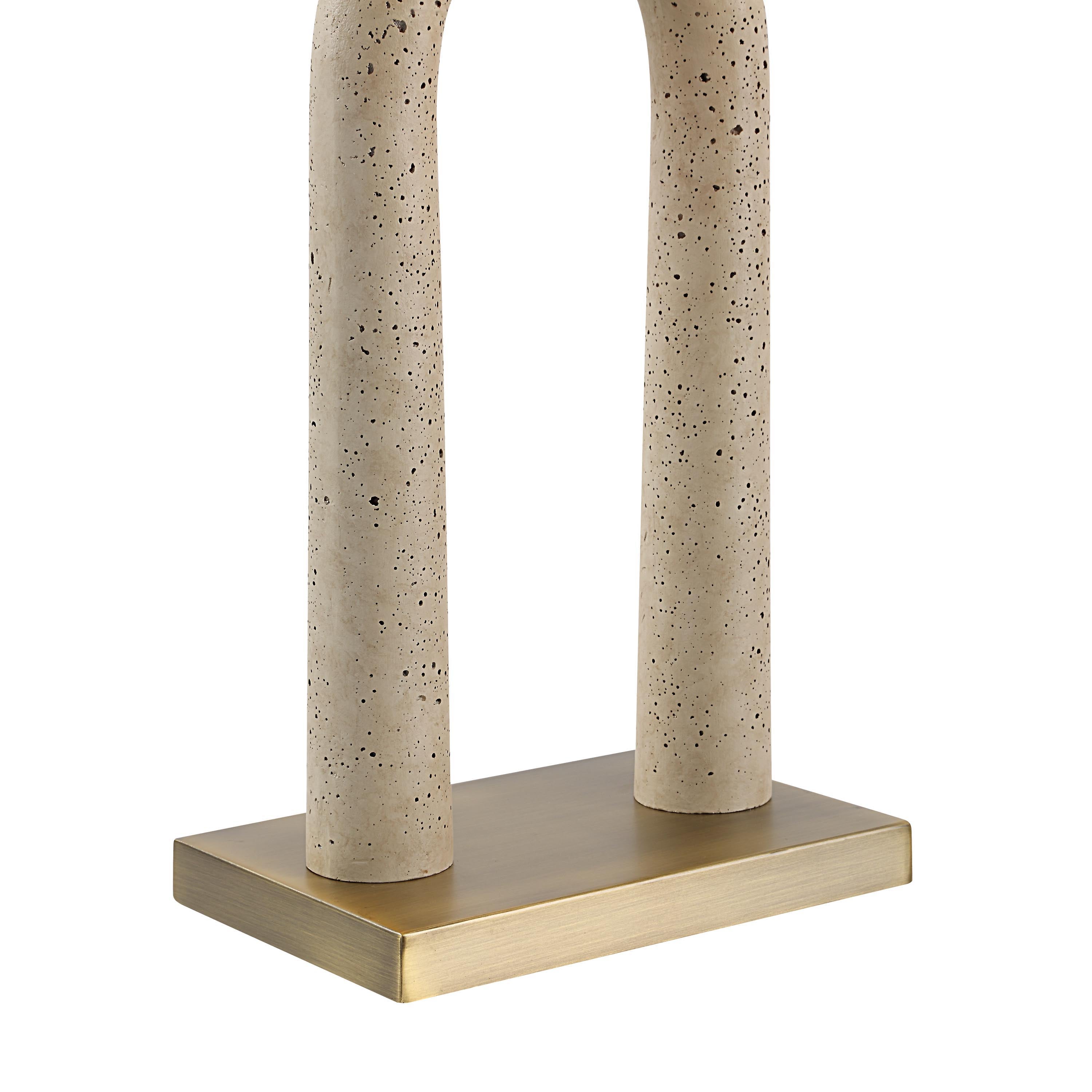 Primula 28.5" Table Lamp, Cream Travertine-Table Lamp-DECOROLALA