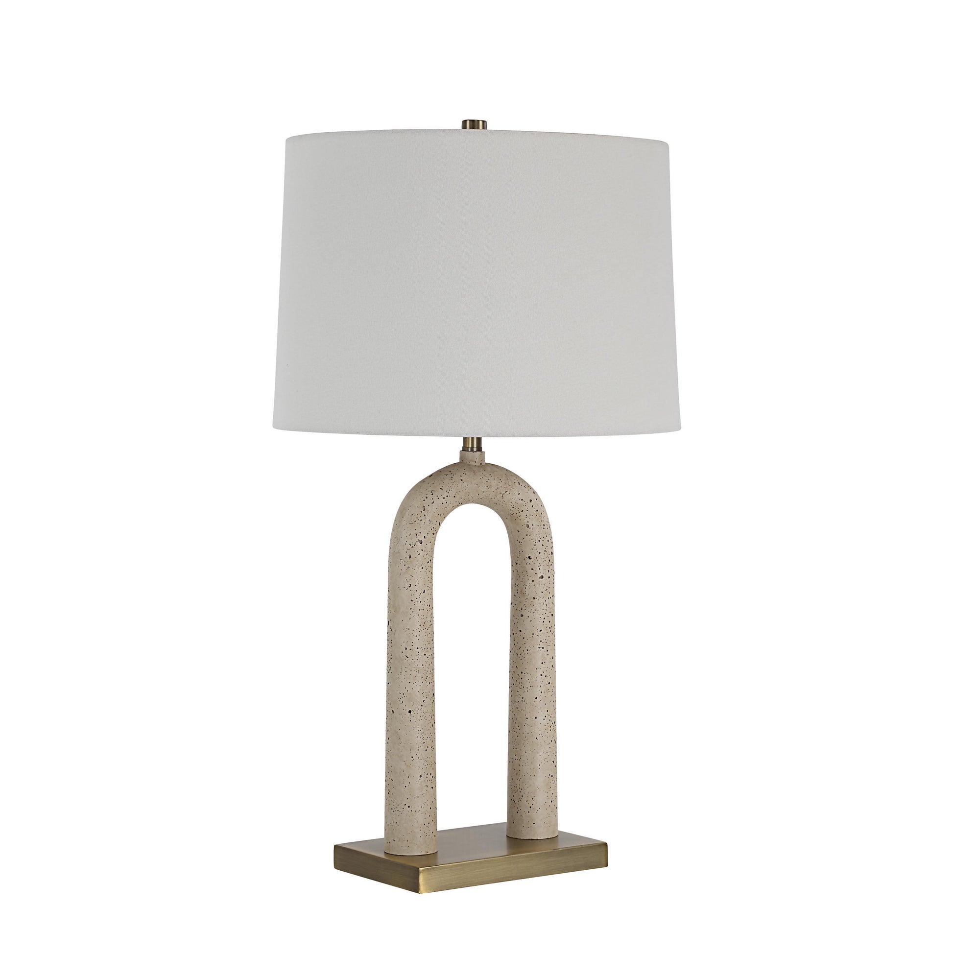 Primula 28.5" Table Lamp, Cream Travertine-Table Lamp-DECOROLALA
