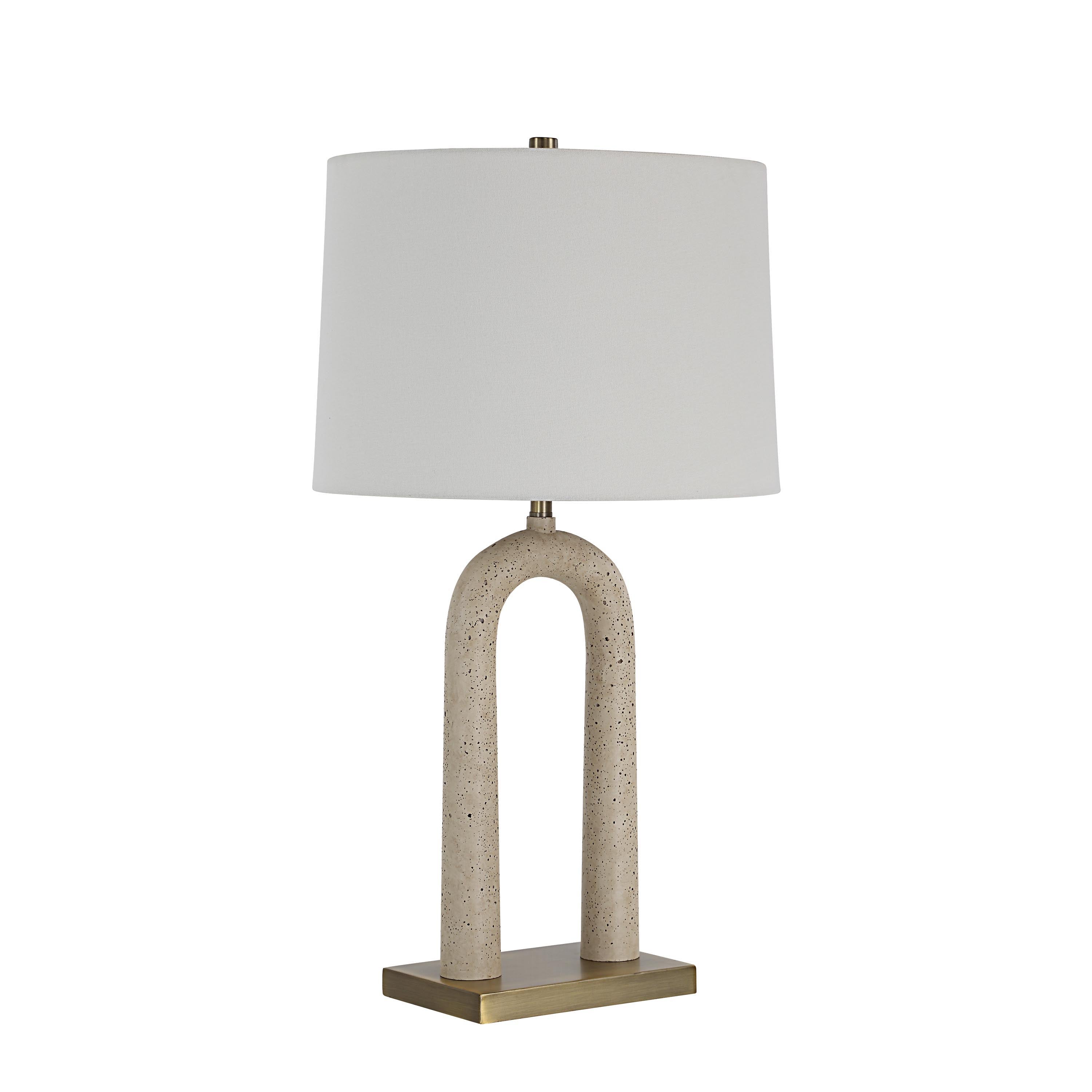 Primula 28.5" Table Lamp, Cream Travertine-Table Lamp-DECOROLALA