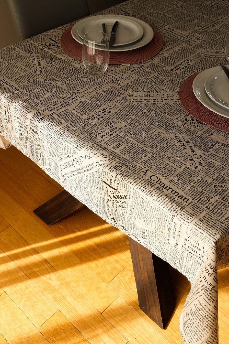 Printed Tablecloth Newspaper Style Design-Table Linens-DECOROLALA