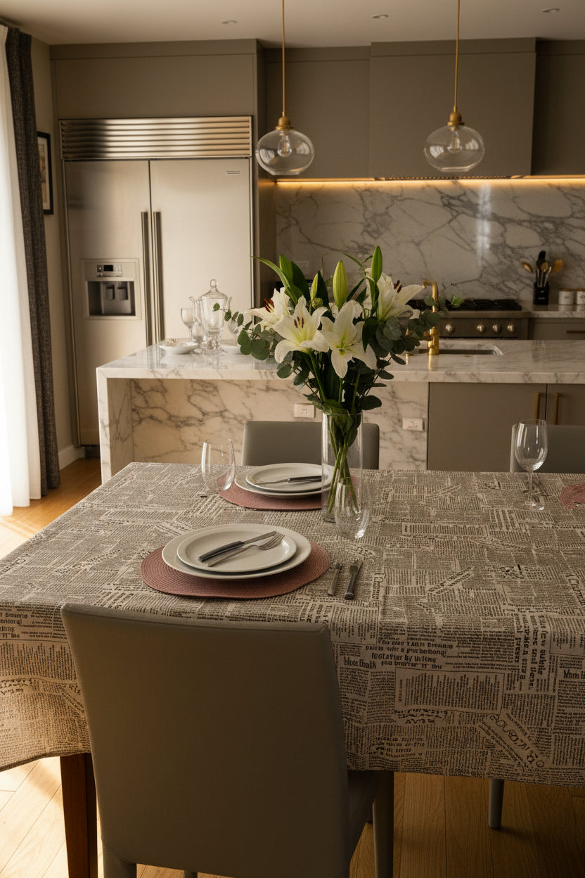 Printed Tablecloth Newspaper Style Design-Table Linens-DECOROLALA