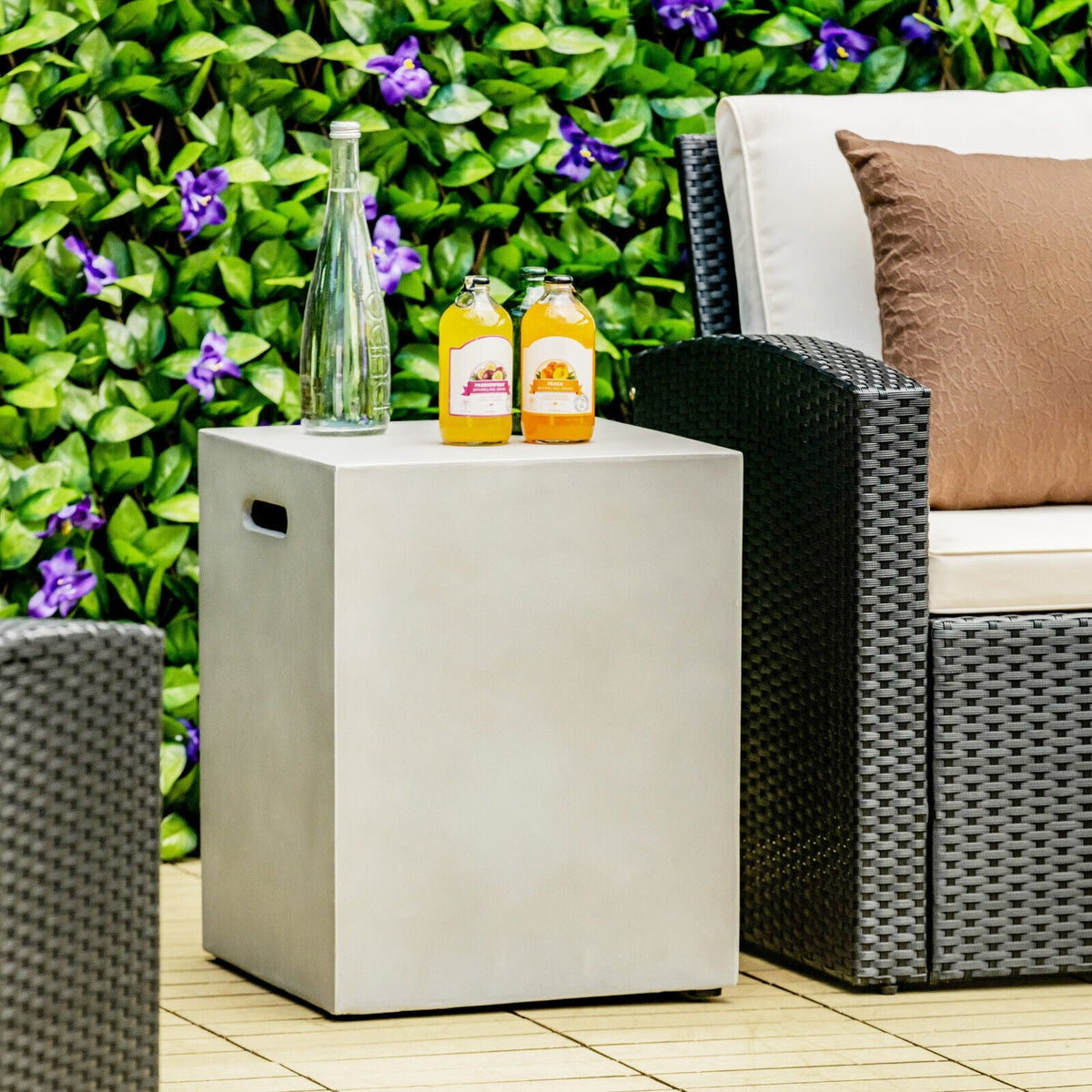 Propane Tank Cover Hideaway Table for Standard 20 Pounds Propane Tank-Gray-Fire Pit Tables-DECOROLALA