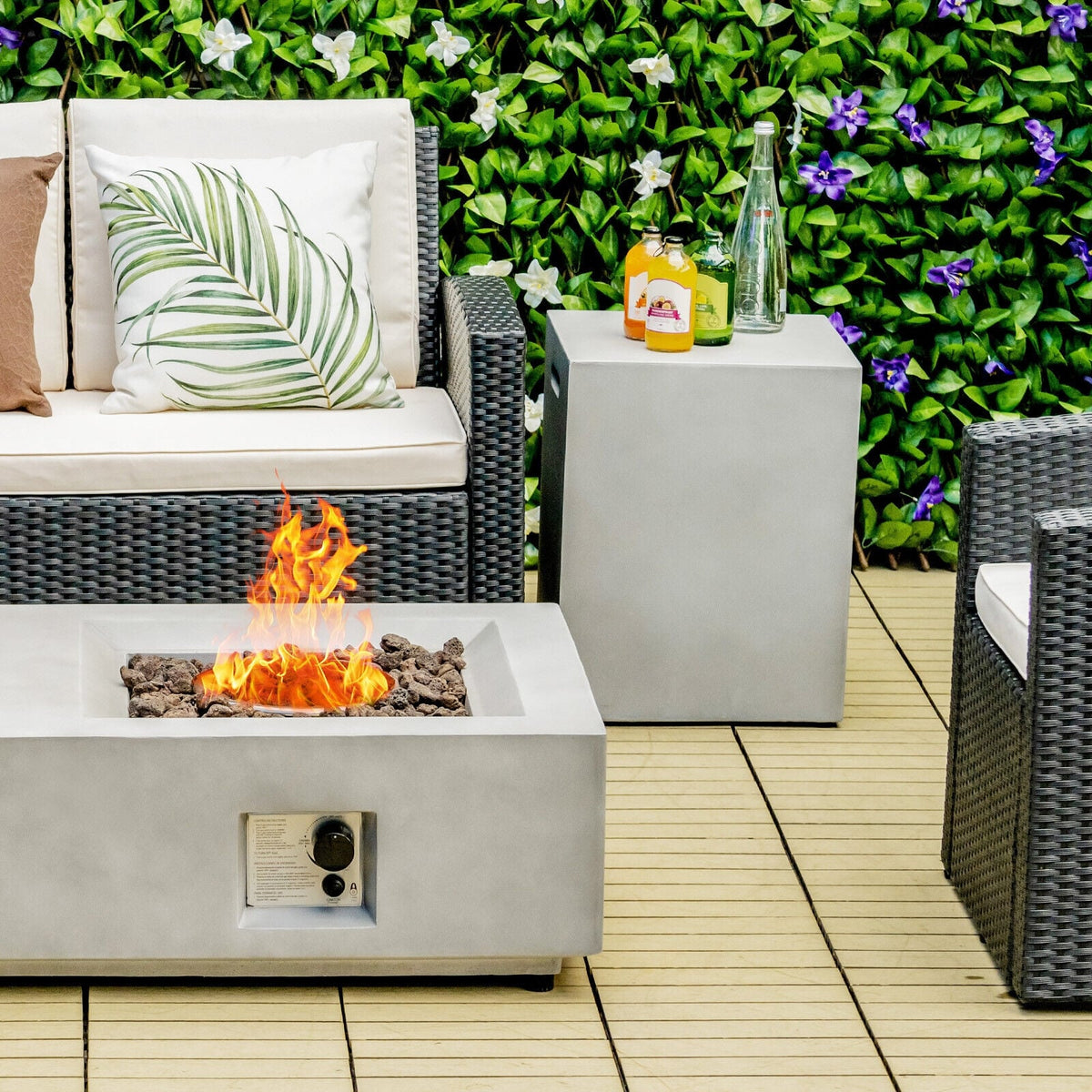 Propane Tank Cover Hideaway Table for Standard 20 Pounds Propane Tank-Gray-Fire Pit Tables-DECOROLALA