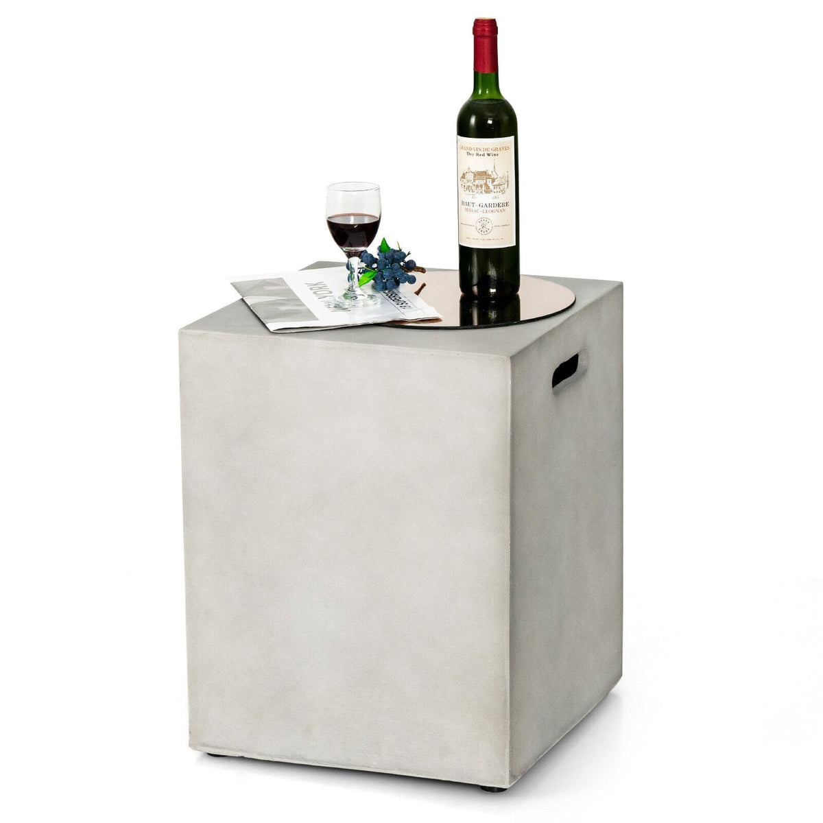 Propane Tank Cover Hideaway Table for Standard 20 Pounds Propane Tank-Gray-Fire Pit Tables-DECOROLALA