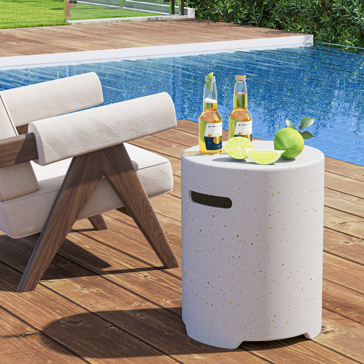 Propane Tank Cover Table with Side Handles and Protective Cover-Fire Pit Tables-DECOROLALA