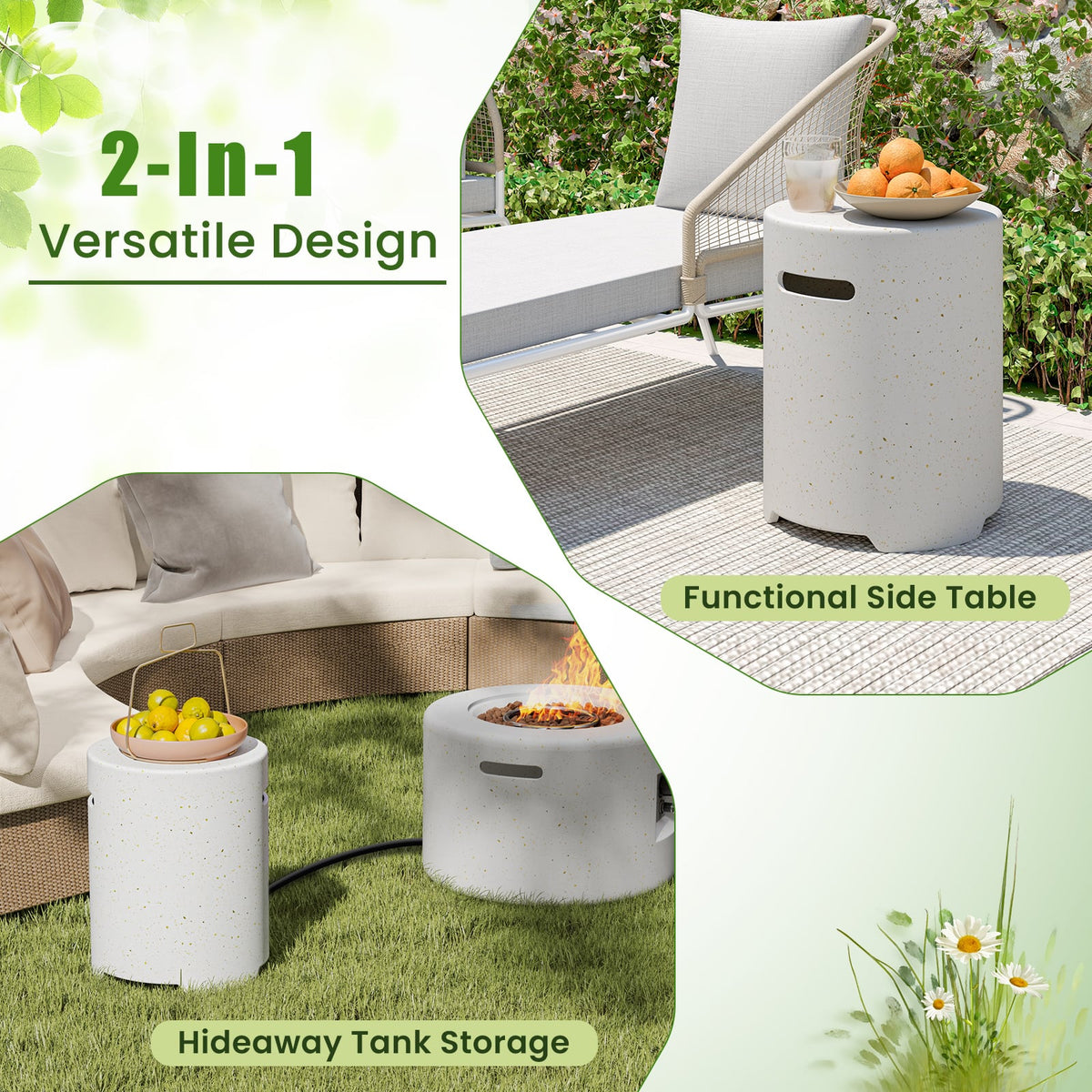 Propane Tank Cover Table with Side Handles and Protective Cover-Fire Pit Tables-DECOROLALA