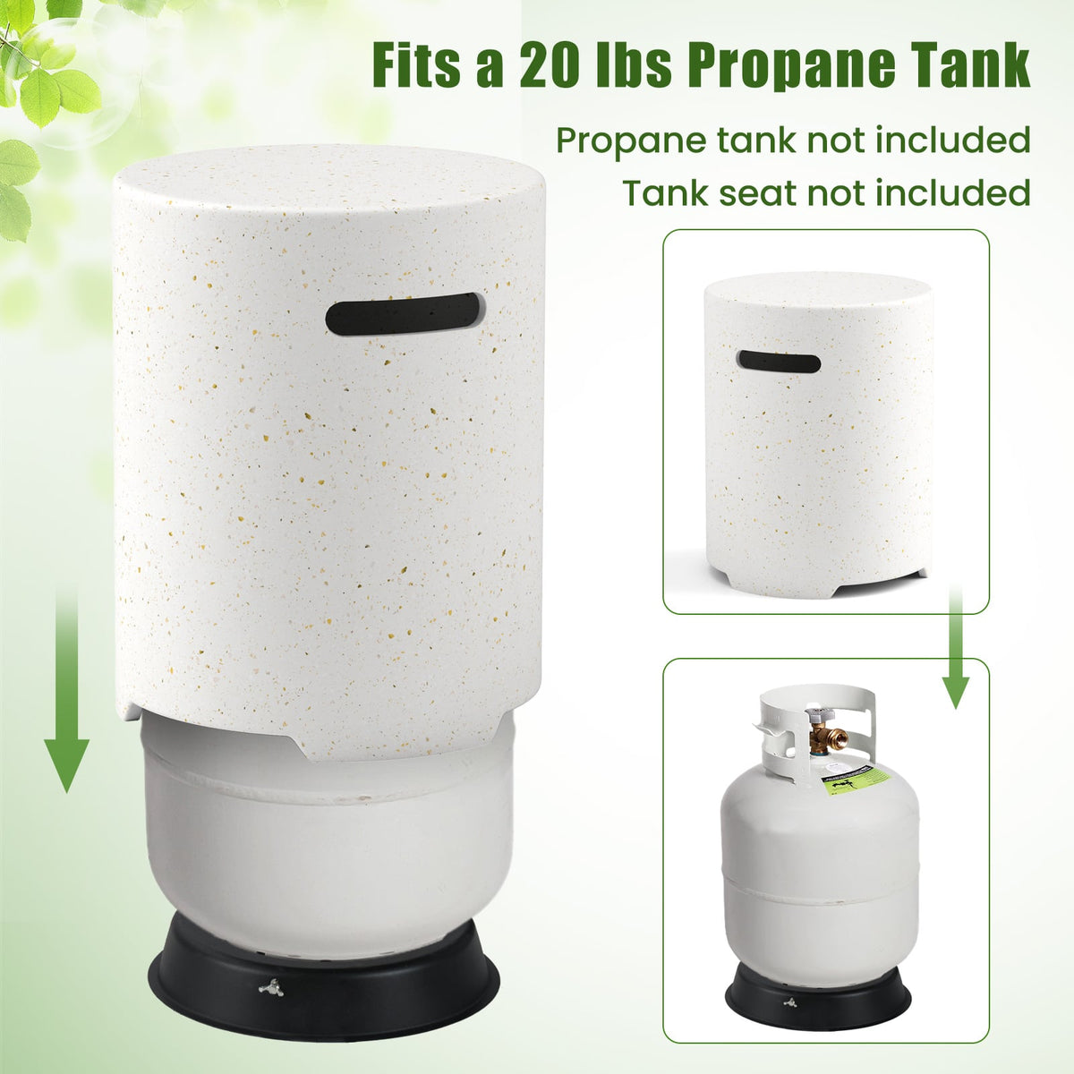 Propane Tank Cover Table with Side Handles and Protective Cover-Fire Pit Tables-DECOROLALA