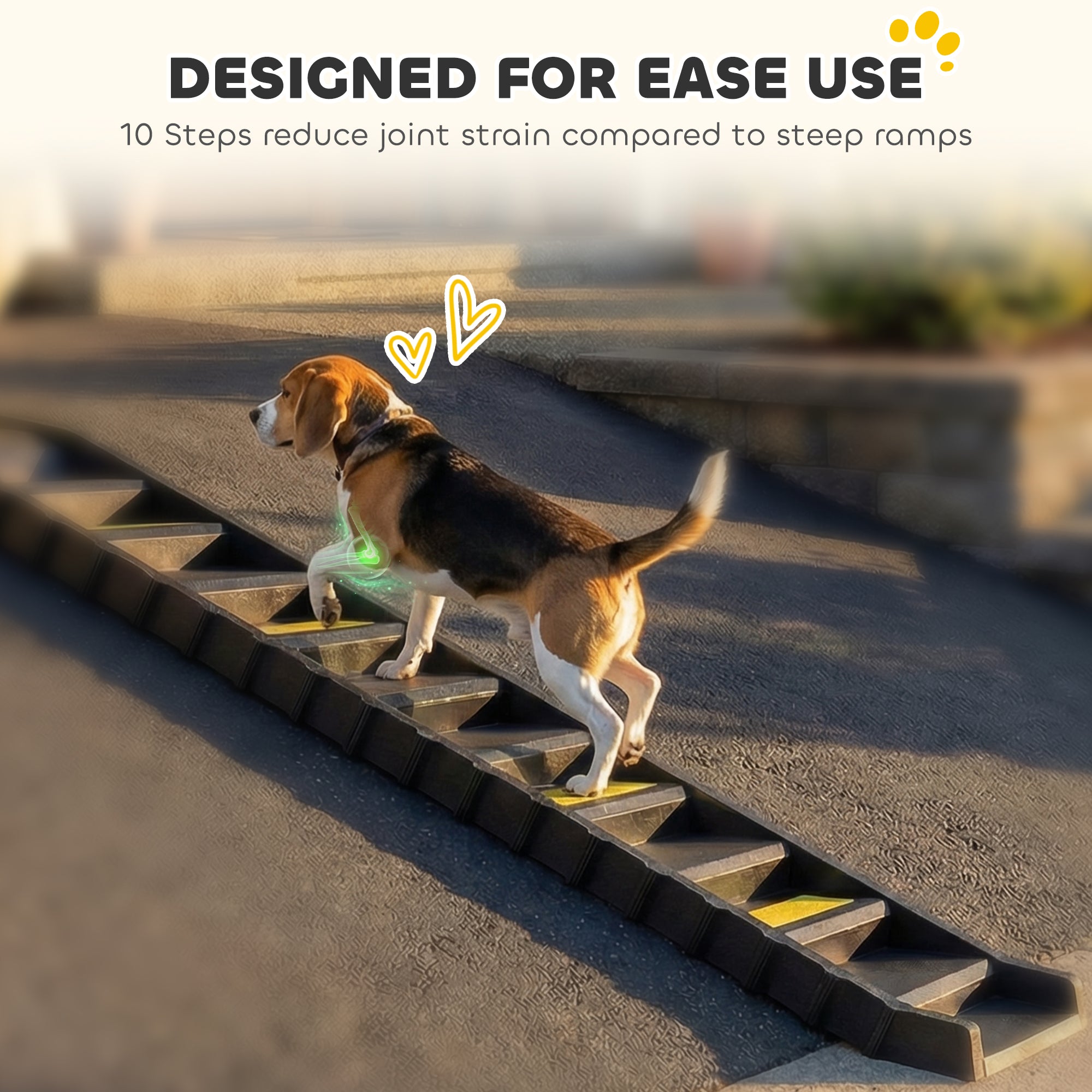 Foldable Dog Car Ramp, Dog Ramp with Anti-Slip Steps, Pet Stairs for Senior Pets to Access Cars and High Beds, Black