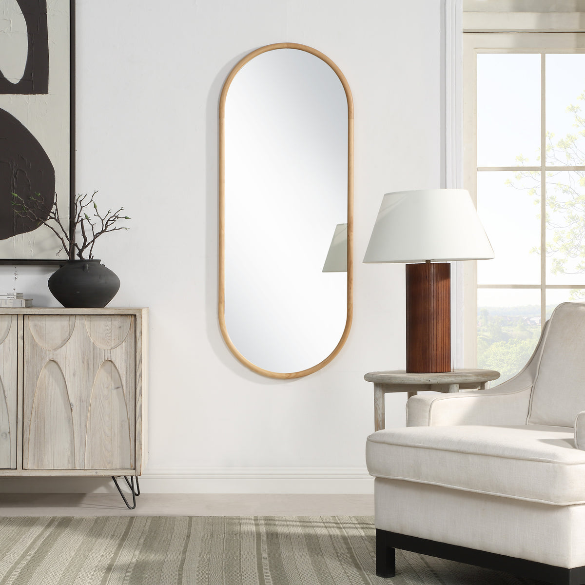 Pudino 60" H x 24" W Wall Mirror, Brown-Mirrors-DECOROLALA
