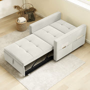 Pull-Out Chair Bed USB Cream White Velvet-DECOROLALA
