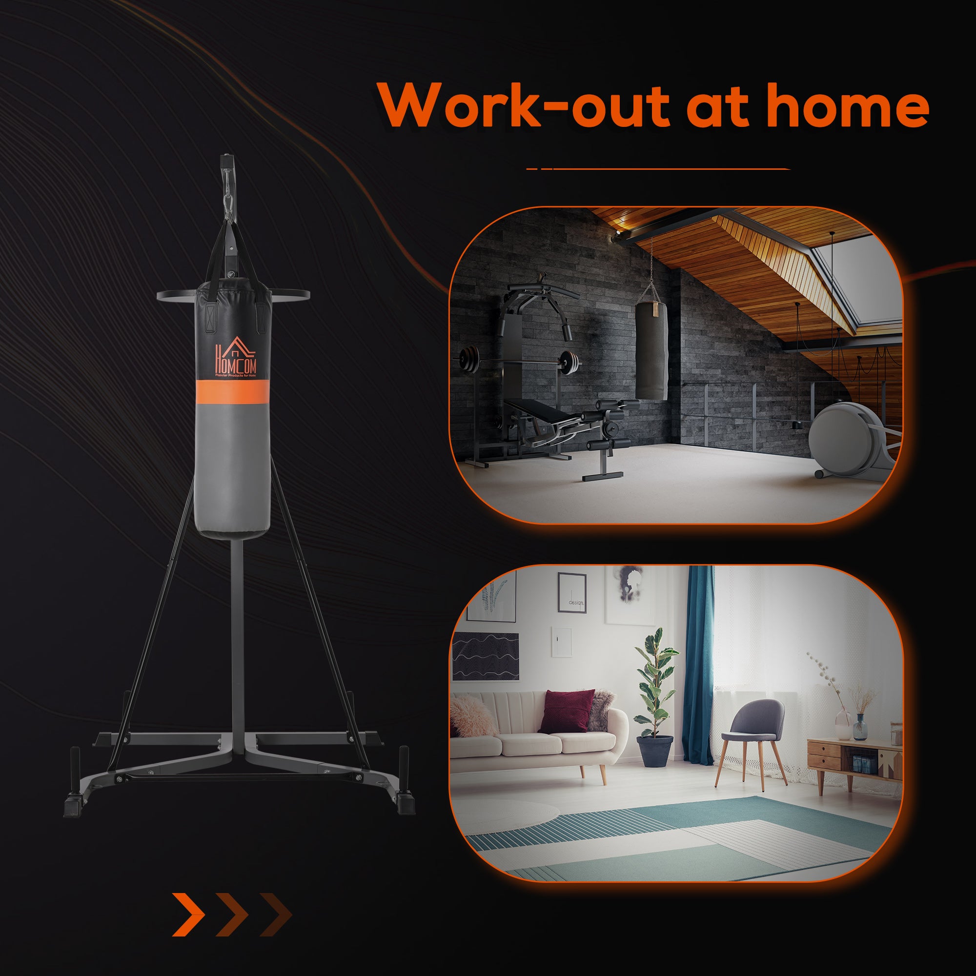 Punching Bag Stand with Speed Ball - Black 220lb Max Load-DECOROLALA