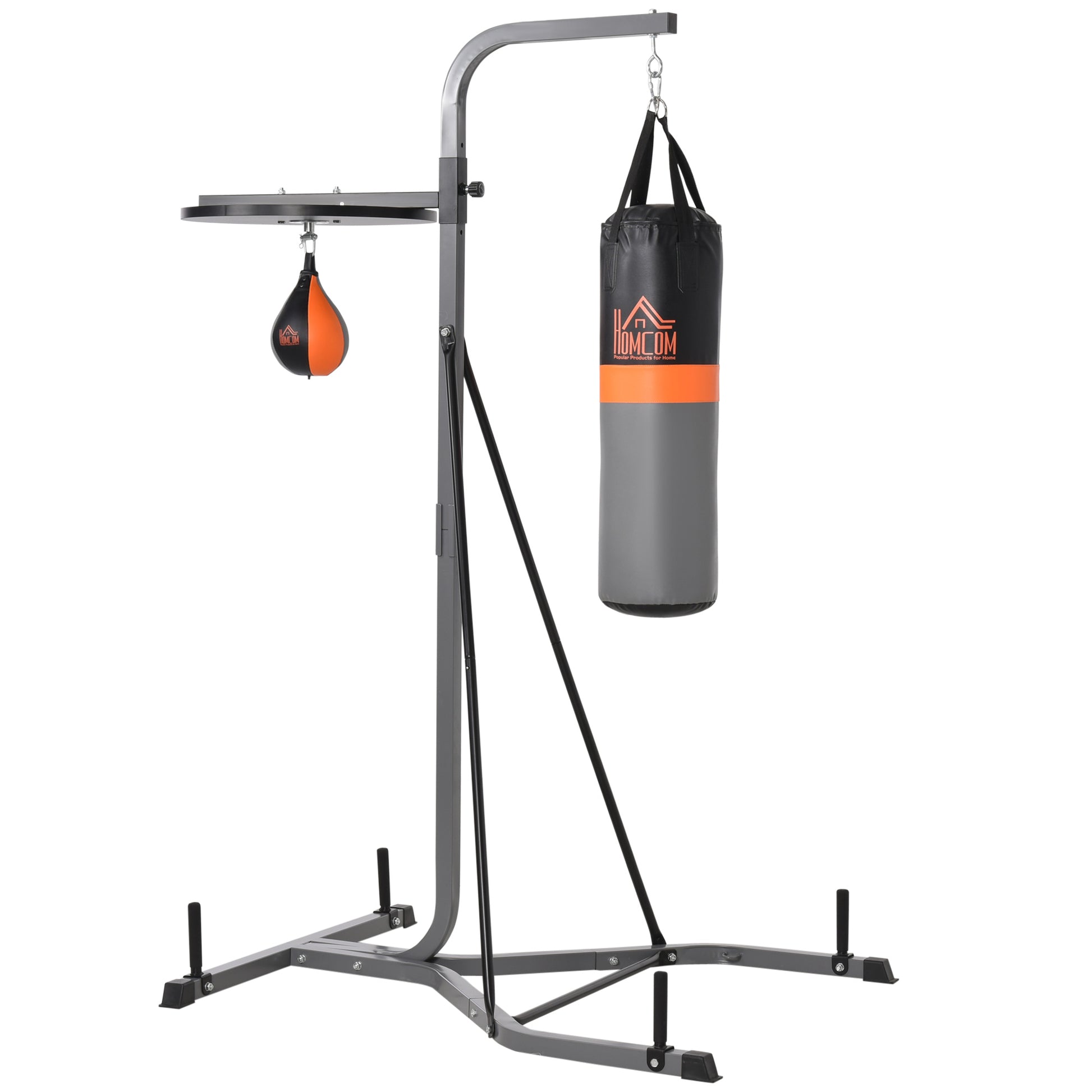 Punching Bag Stand with Speed Ball - Black 220lb Max Load-DECOROLALA