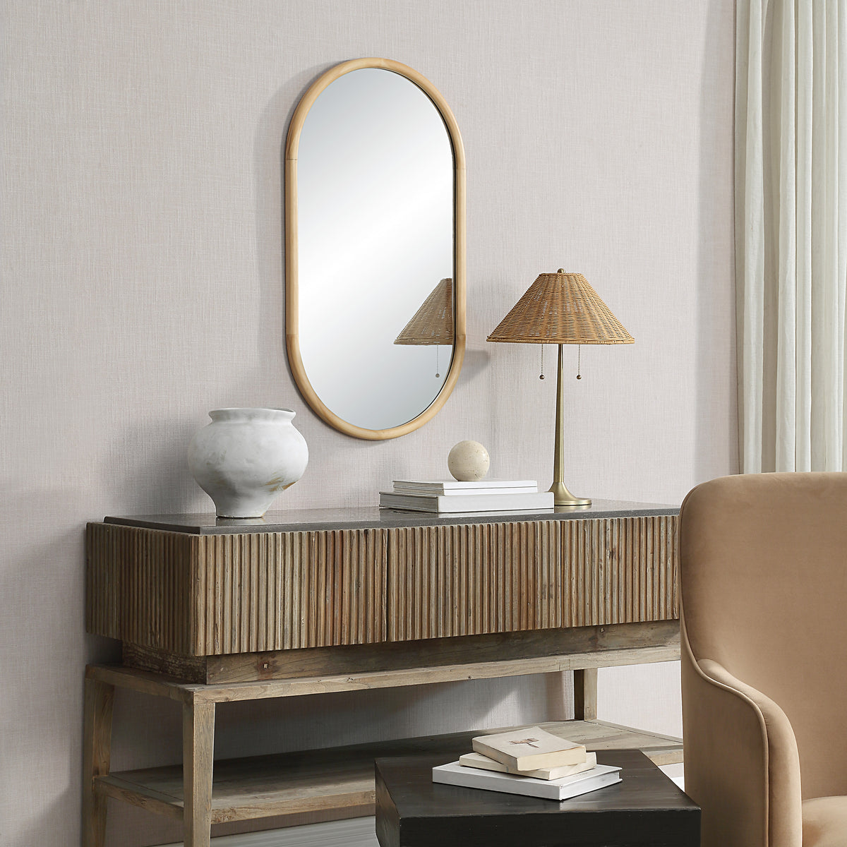 Puno 36" H x 20" W Wall Mirror, Brown-Mirrors-DECOROLALA