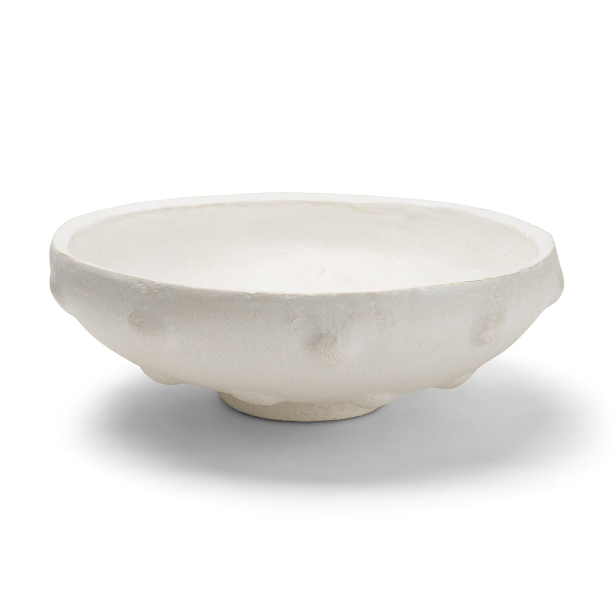Punto Large White Paper Mache Dotted Centerpiece Bowl-Bowls-DECOROLALA