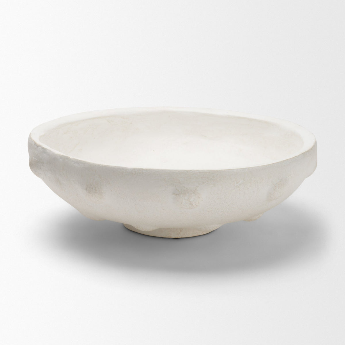 Punto Large White Paper Mache Dotted Centerpiece Bowl-Bowls-DECOROLALA