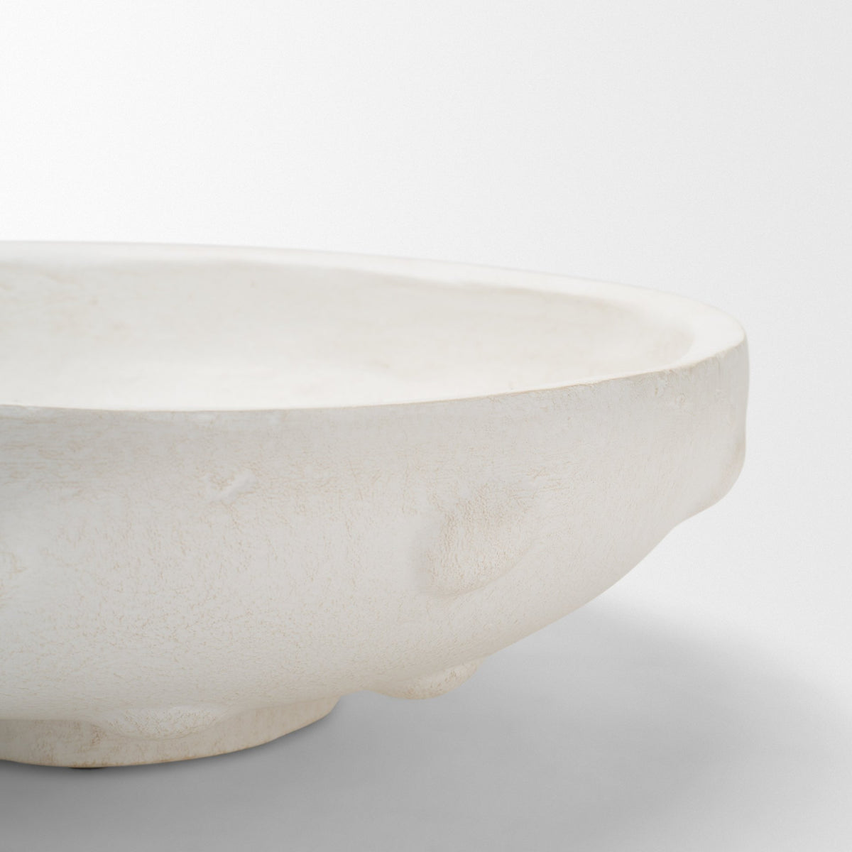 Punto Large White Paper Mache Dotted Centerpiece Bowl-Bowls-DECOROLALA