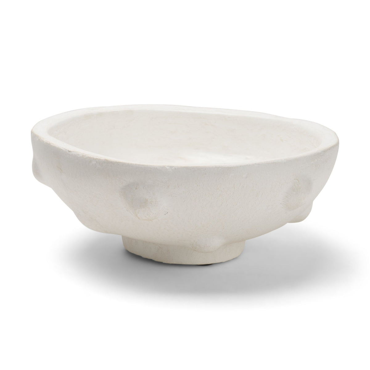 Punto Small White Paper Mache Dotted Centerpiece Bowl-Bowls-DECOROLALA