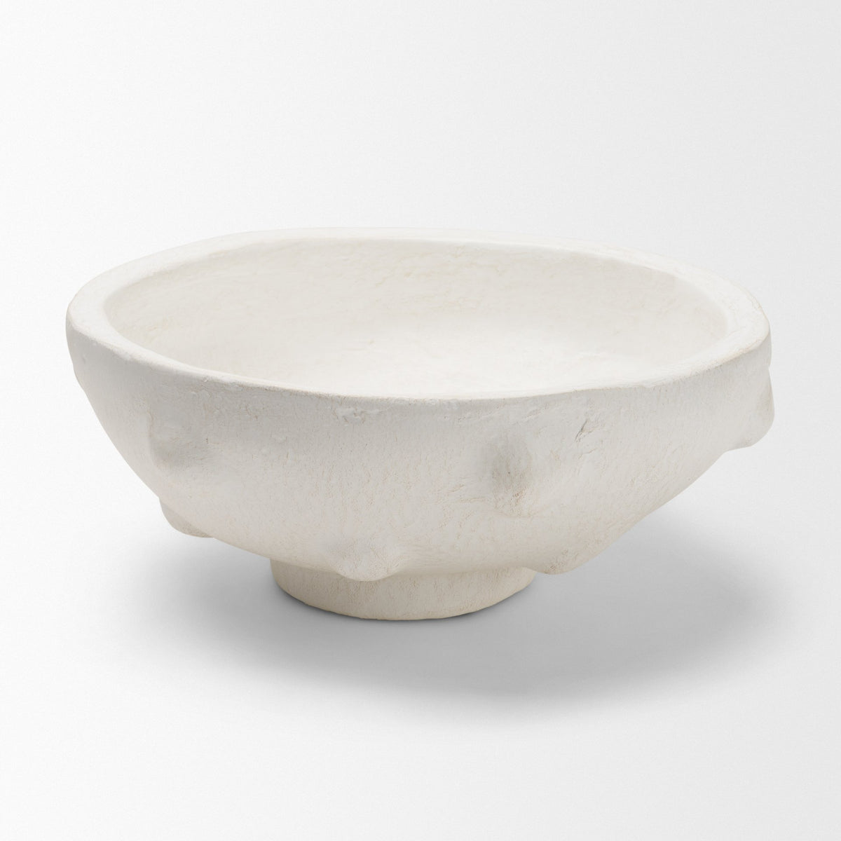 Punto Small White Paper Mache Dotted Centerpiece Bowl-Bowls-DECOROLALA