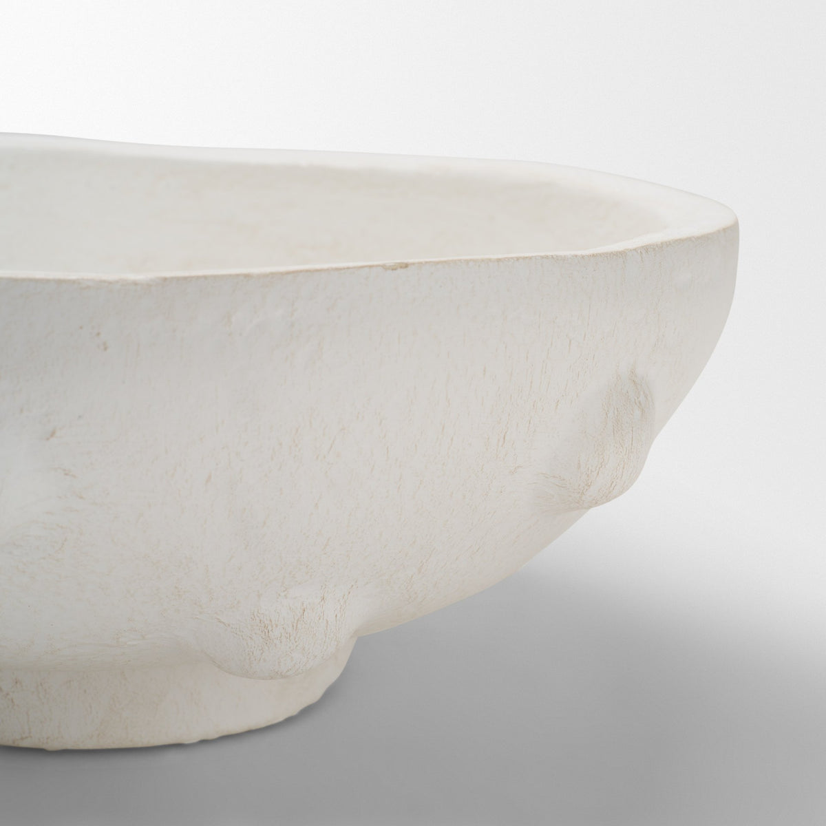 Punto Small White Paper Mache Dotted Centerpiece Bowl-Bowls-DECOROLALA