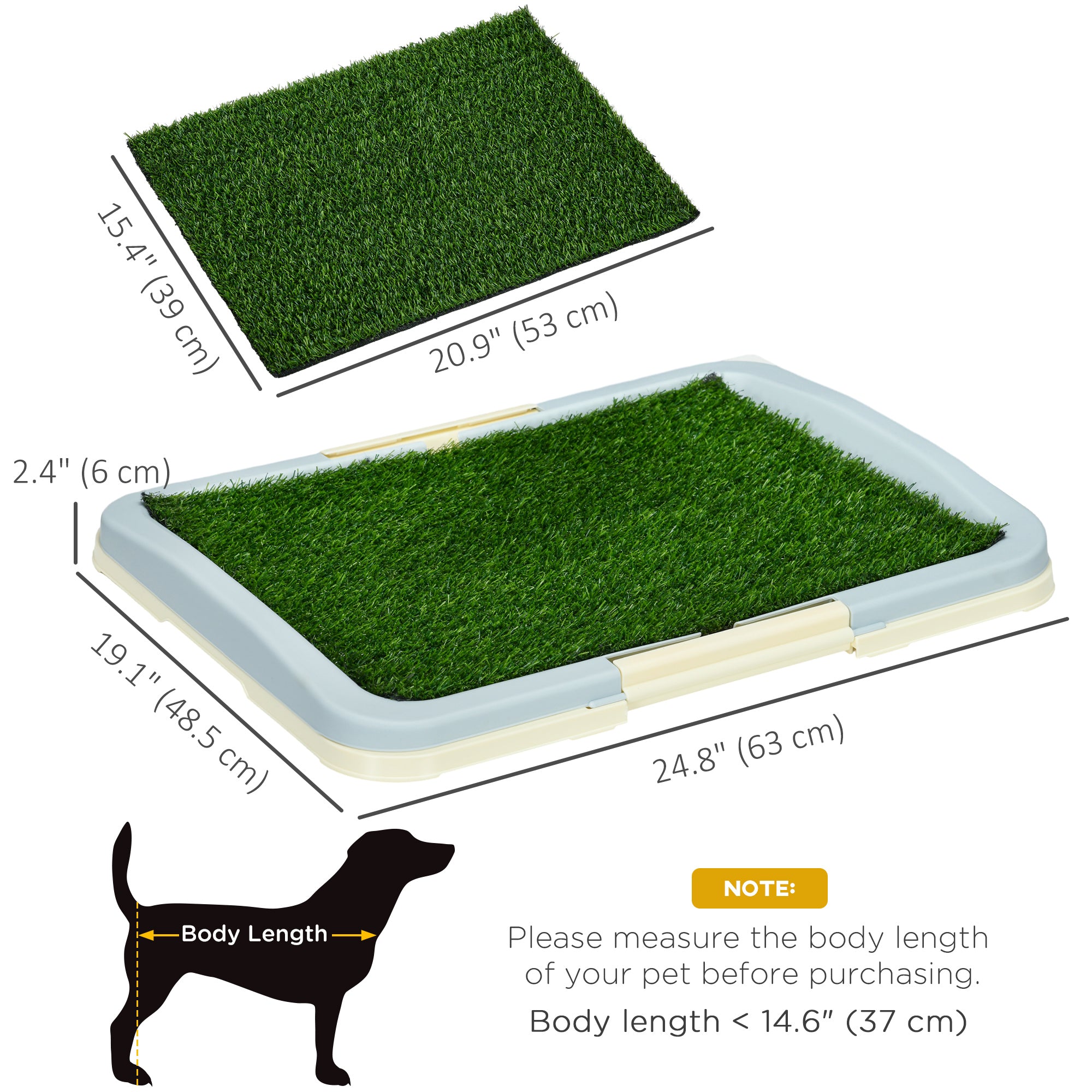 Puppy Training Pad, Indoor Portable Puppy Pad, with Artificial Grass, Grid, Panel, Tray, 24.8" x 19.1"-Dogs-DECOROLALA