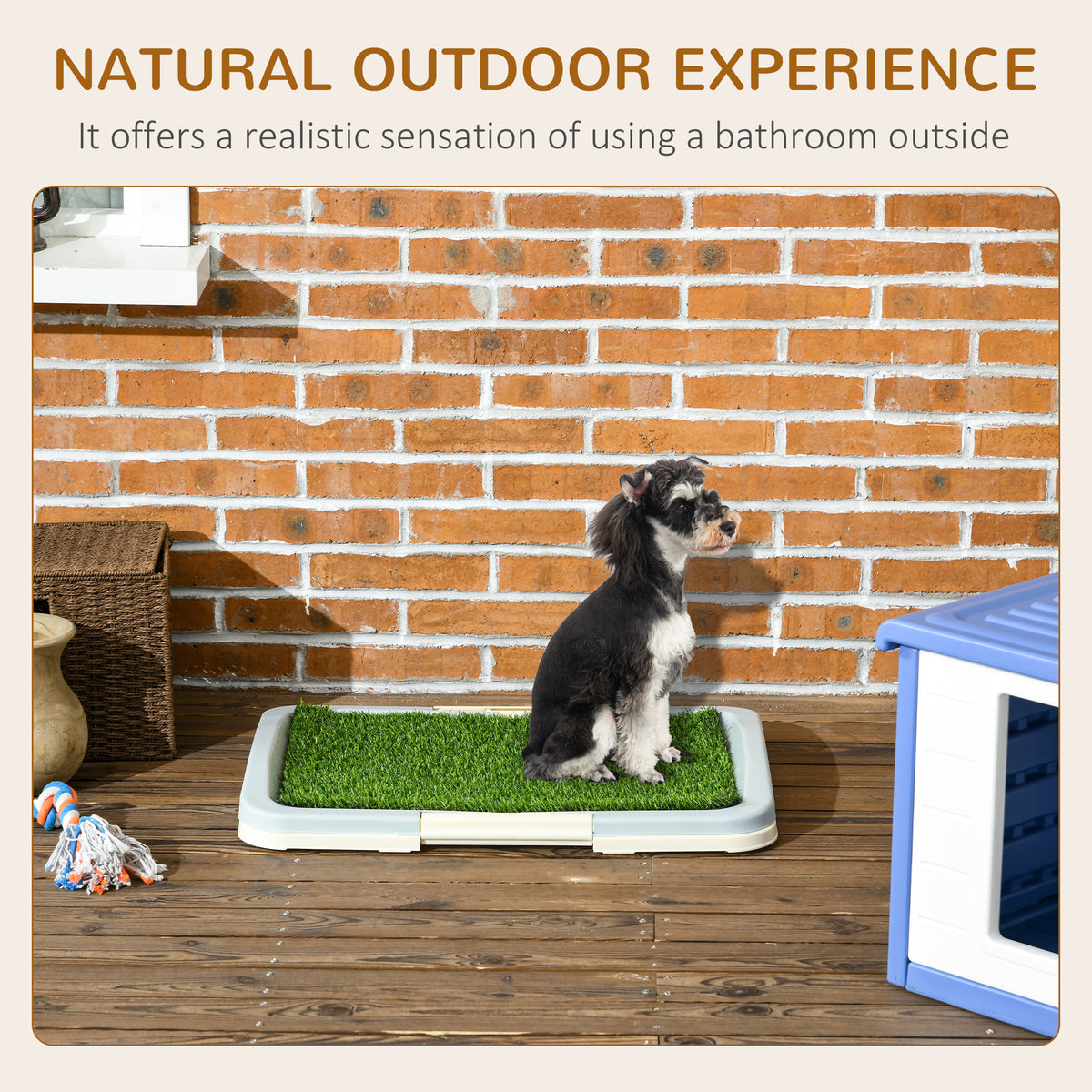 Puppy Training Pad with Artificial Grass and Tray, 24.8" x 19.1"-Dogs-DECOROLALA