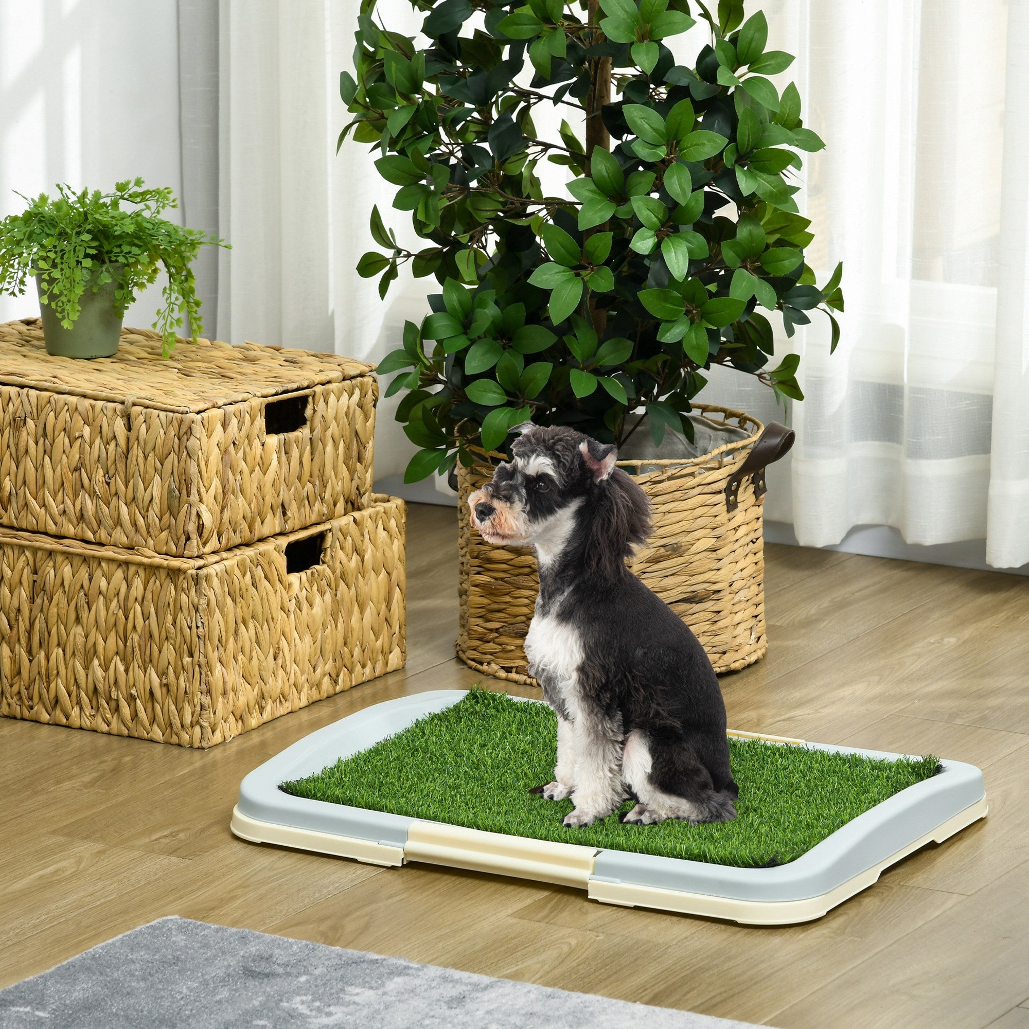 Puppy Training Pad with Artificial Grass and Tray, 24.8" x 19.1"-Dogs-DECOROLALA