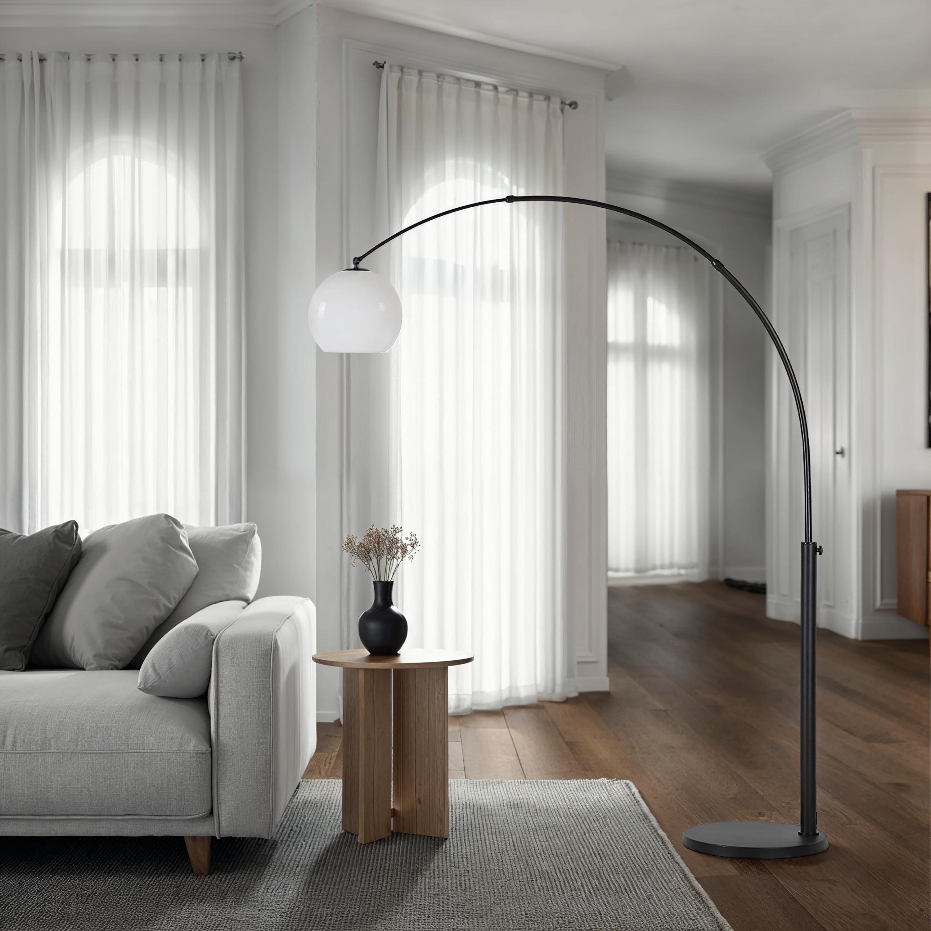 Pura 82" Arc Floor Lamp, Black-Floor Lamp-DECOROLALA
