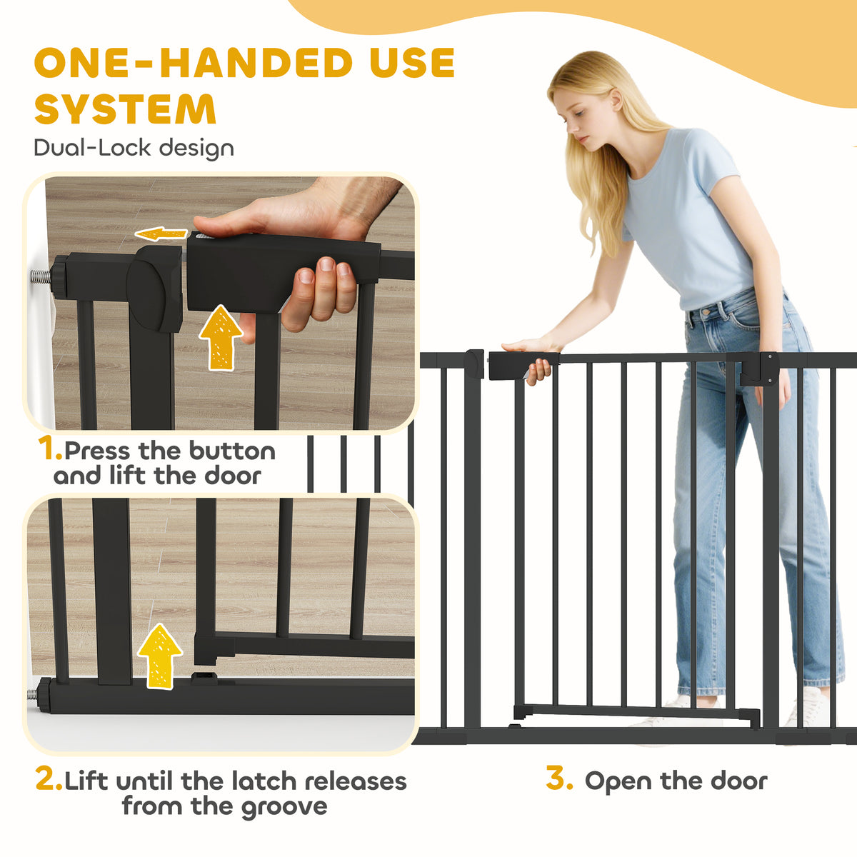 PwaHut Baby and Pet Safety Gate - Black 30"-51" Wide Pressure Fit-Dogs-DECOROLALA