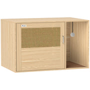 Cat Litter Box Enclosure, Cat Washroom End Side Table with Rattan Door, Scratching Pad, Non-slip Foot Pads, Oak