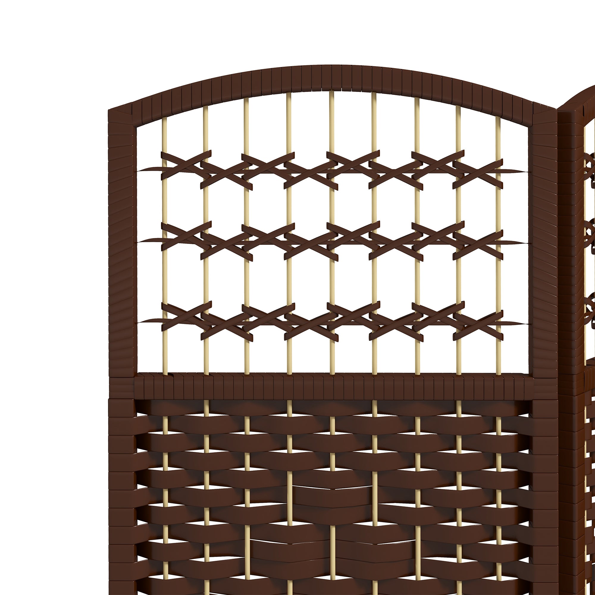 6 Panel Folding Room Divider, Portable Privacy Screen, Wave Fiber Room Partition for Home Office, Brown