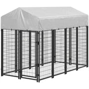 Outdoor Dog Kennel with Roof, 8' x 4' x 6' Heavy Duty Welded Wire Dog Playpen Enclosure with Escape-proof Lock