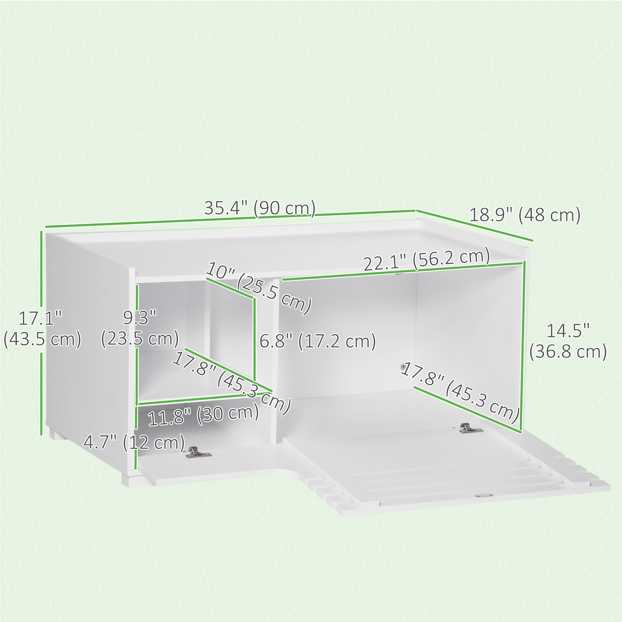 Hidden Cat Litter Box Furniture, Cat Litter Box Enclosure with Storage Compartments and Side Table Function, White