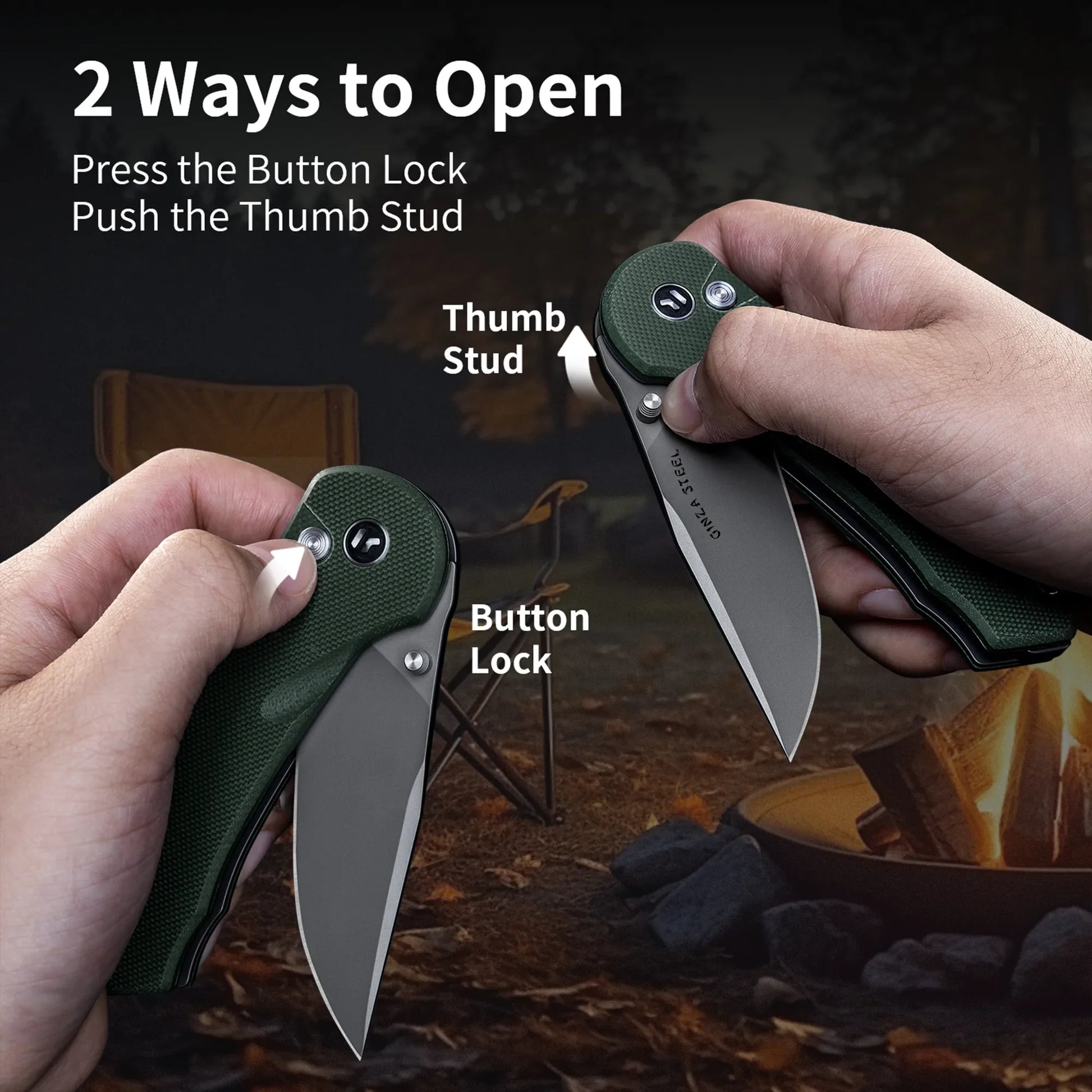 Quick Clip Folding Knife - 14C28N Steel, Military Green G10-4