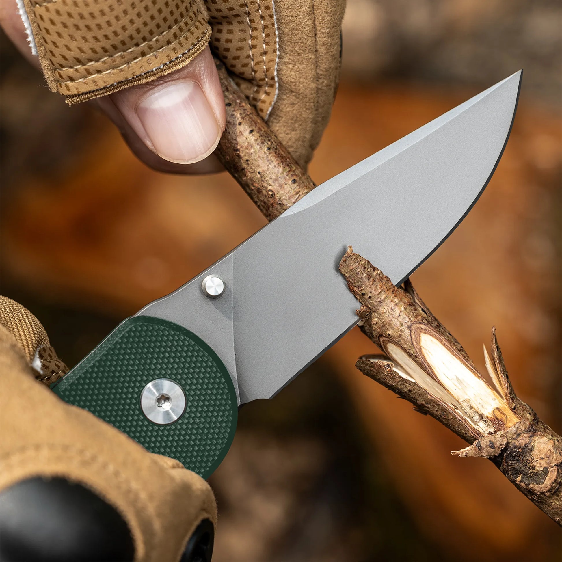 Quick Clip Folding Knife - 14C28N Steel, Military Green G10-3