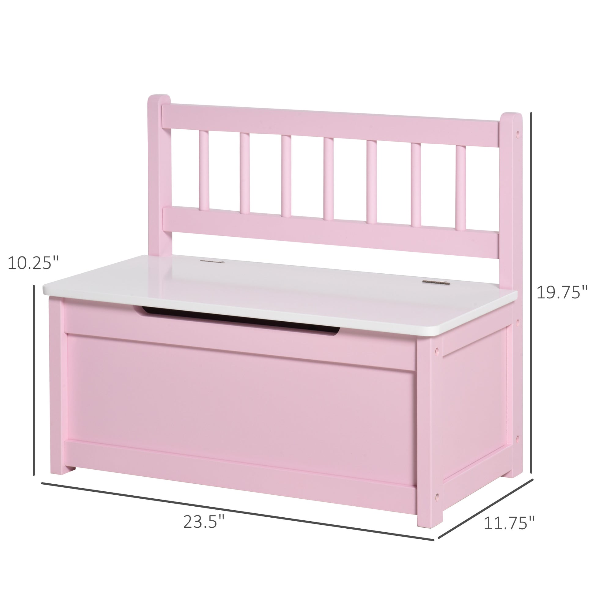 Qaba 2-in-1 Kids Toy Box Storage Organizer Chest Cabinet Chunk Cube with Safety Pneumatic Rod, Pink-Toys & Games > Toddler & Kids Furniture > Baby & Kids Storage-DECOROLALA